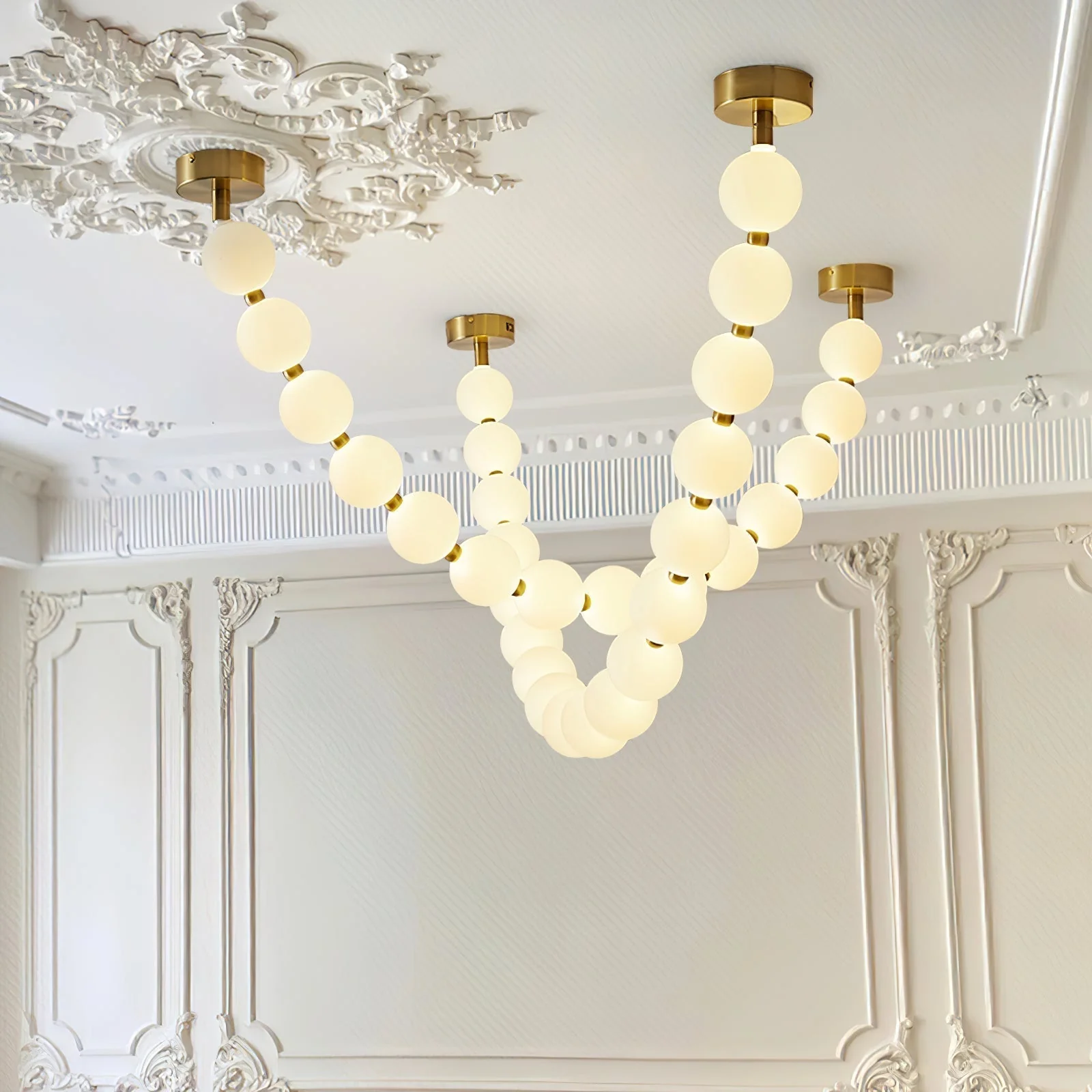 Vicariel Pearl Necklace Balls Glass Chandelier - Image 35