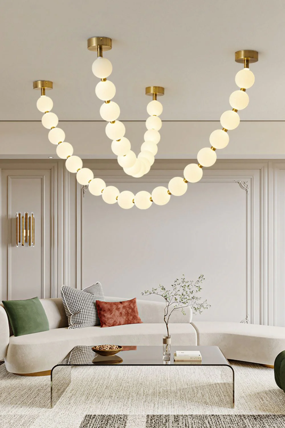 Vicariel Pearl Necklace Balls Glass Chandelier - Image 40