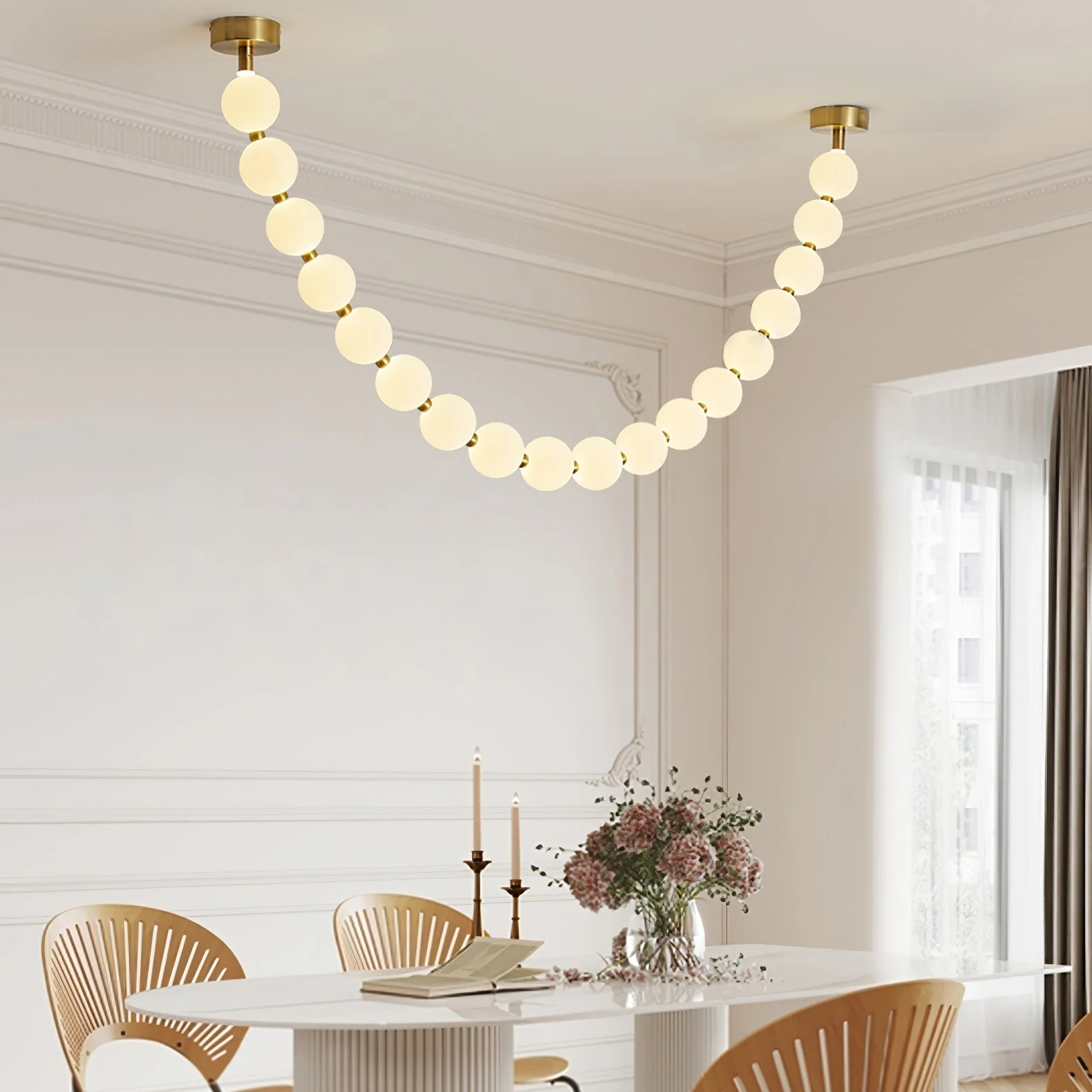 Vicariel Pearl Necklace Balls Glass Chandelier - Image 8