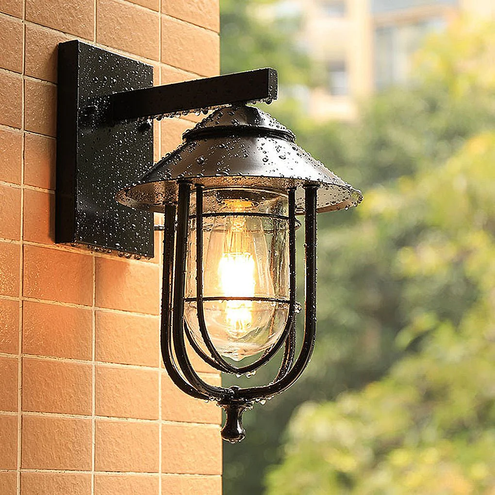 Victorious Vintage Industrial Glass Outdoor Sconce Wall Lights