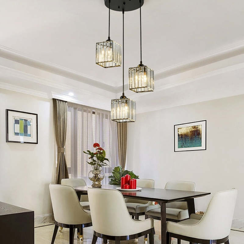 Vina Modern Cluster Cylinder Glass Pendant Light, Black/Gold - Image 11