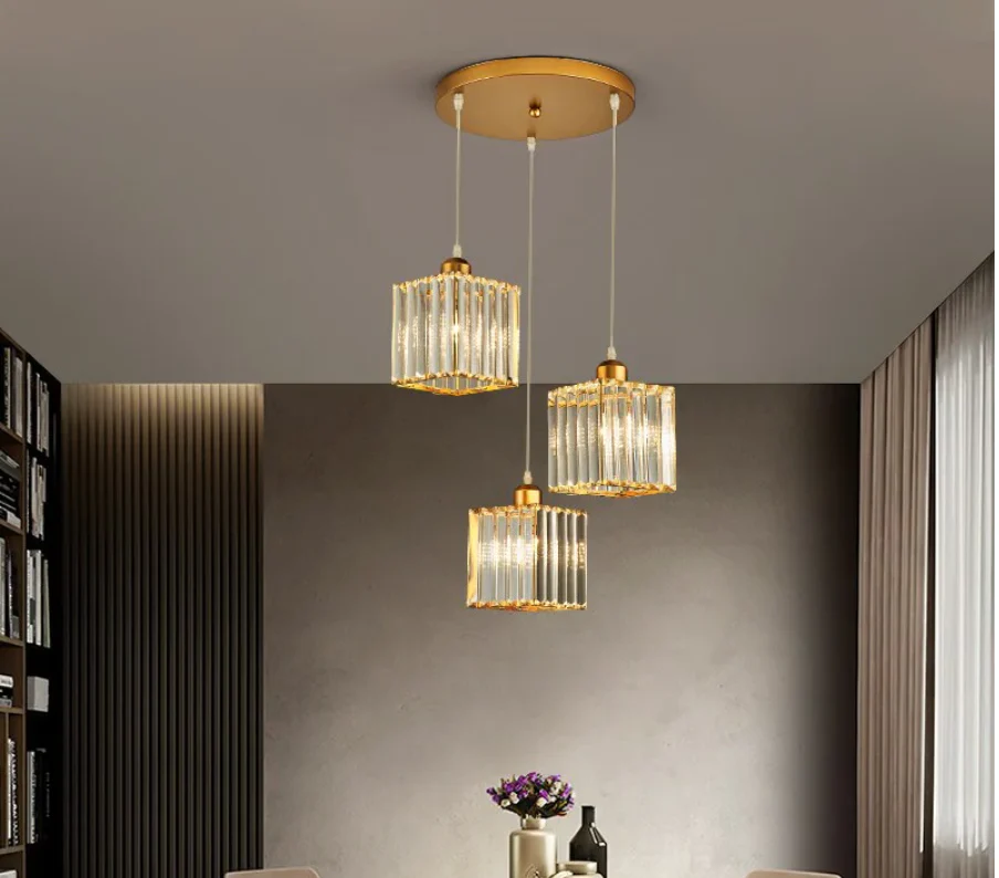 Vina Modern Cluster Cylinder Glass Pendant Light, Black/Gold - Image 16