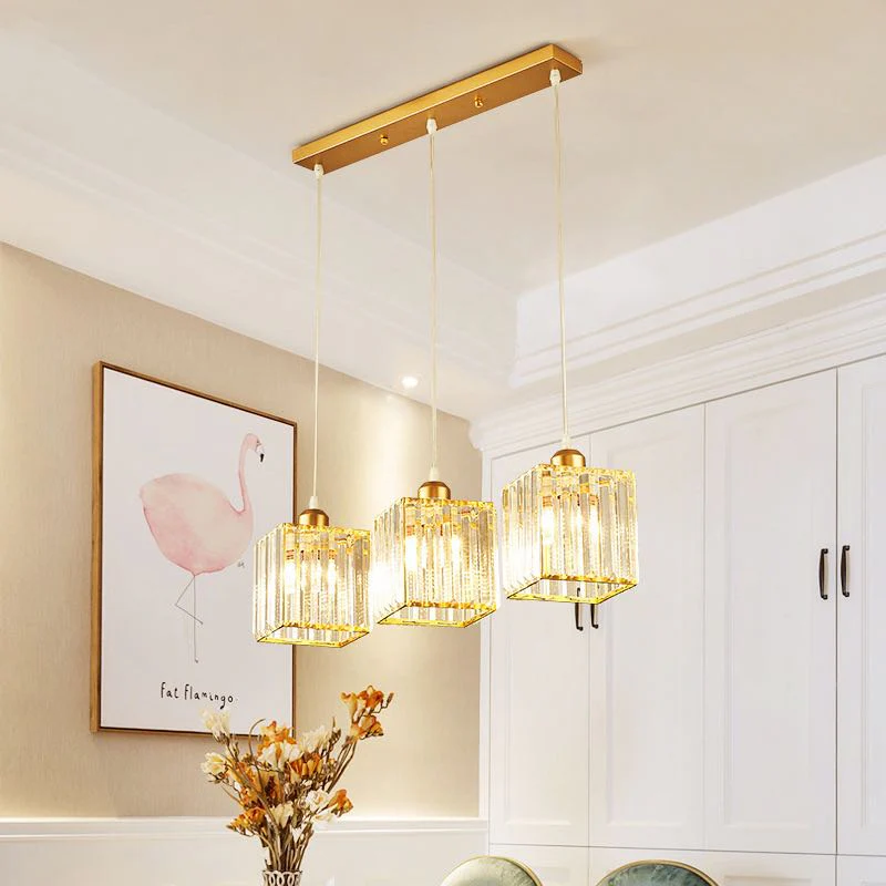 Vina Modern Cluster Cylinder Glass Pendant Light, Black/Gold - Image 17