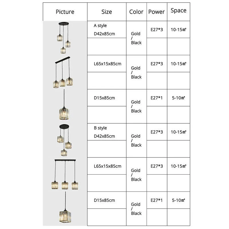 Vina Modern Cluster Cylinder Glass Pendant Light, Black/Gold - Image 5