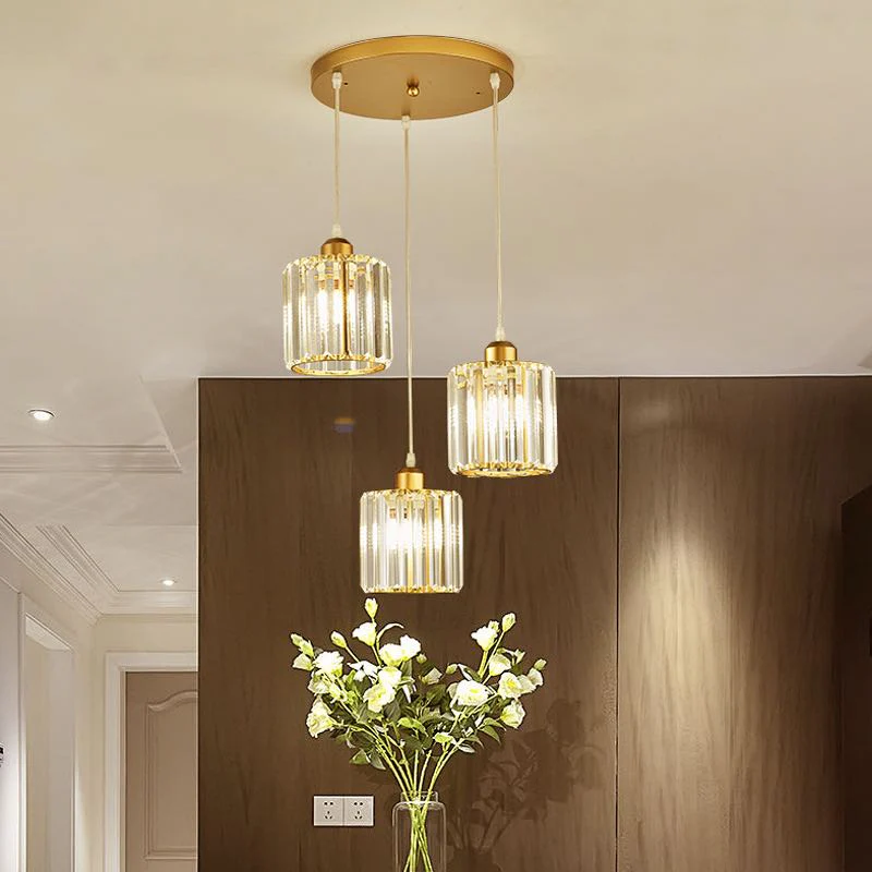 Vina Modern Cluster Cylinder Glass Pendant Light, Black/Gold - Image 7