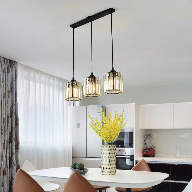 Vina Modern Cluster Cylinder Glass Pendant Light, Black/Gold - Image 9