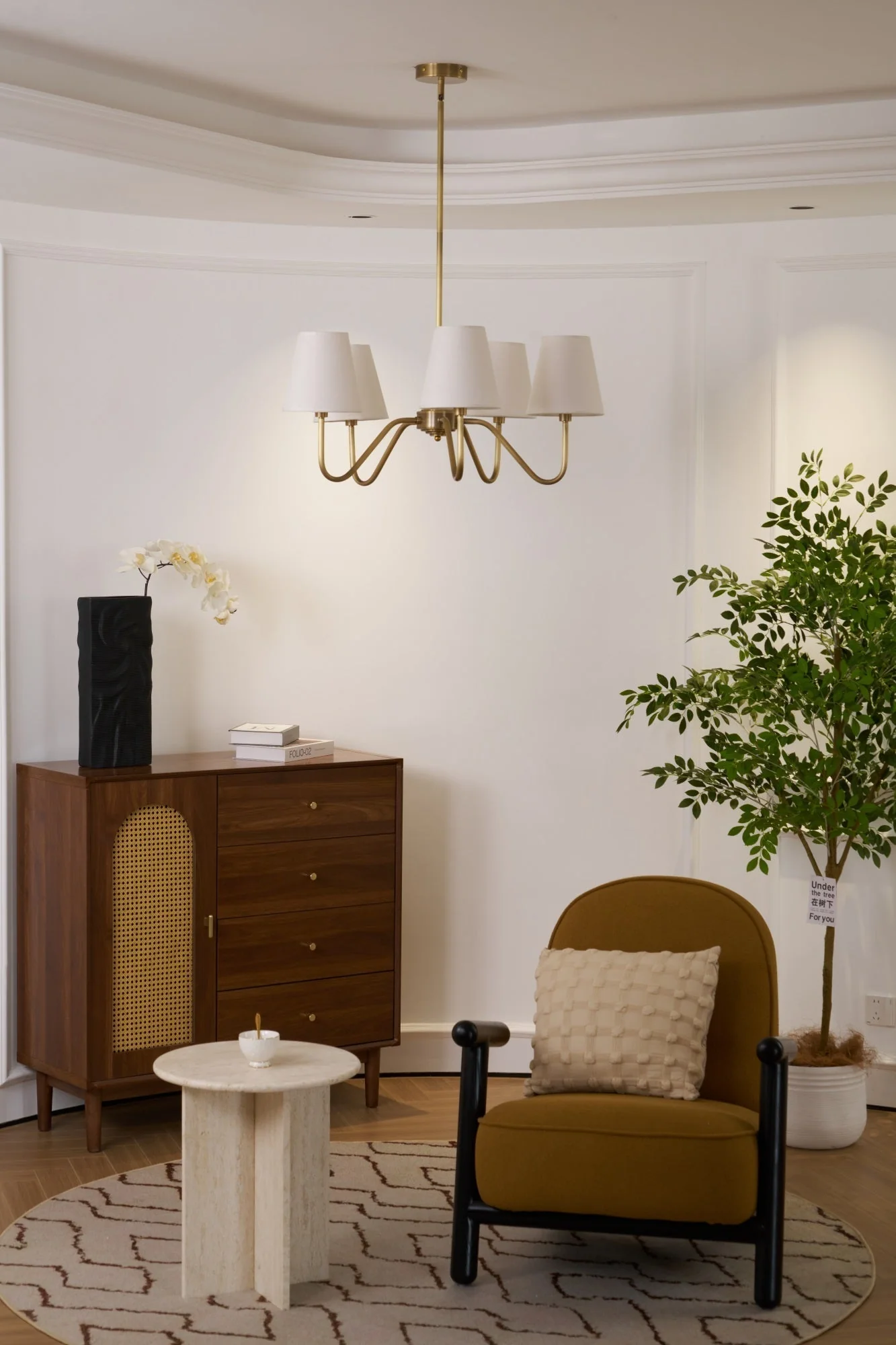 Viraean Vintage Industrial Brass Fabric Chandelier - Image 2