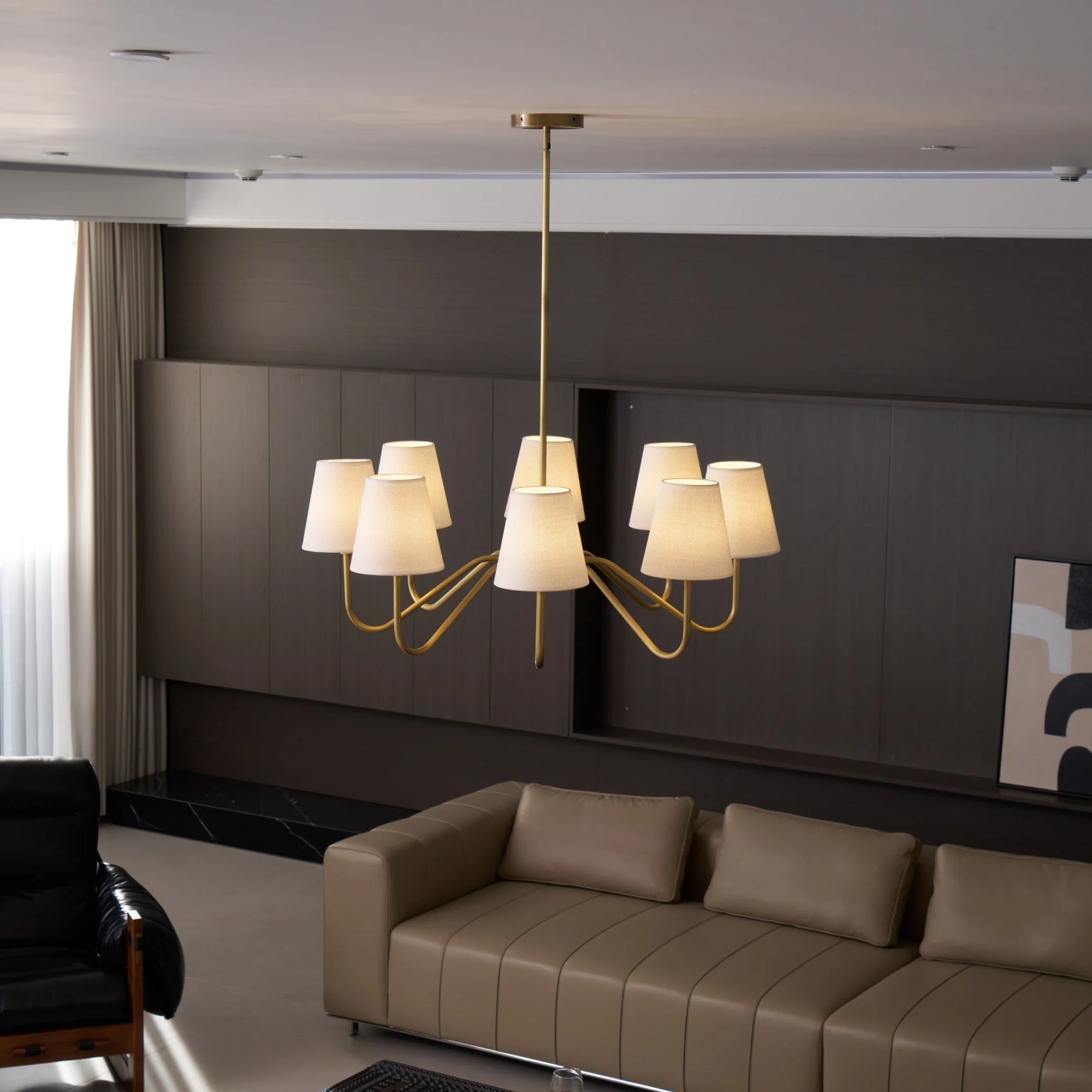 Viraean Vintage Industrial Brass Fabric Chandelier - Image 20