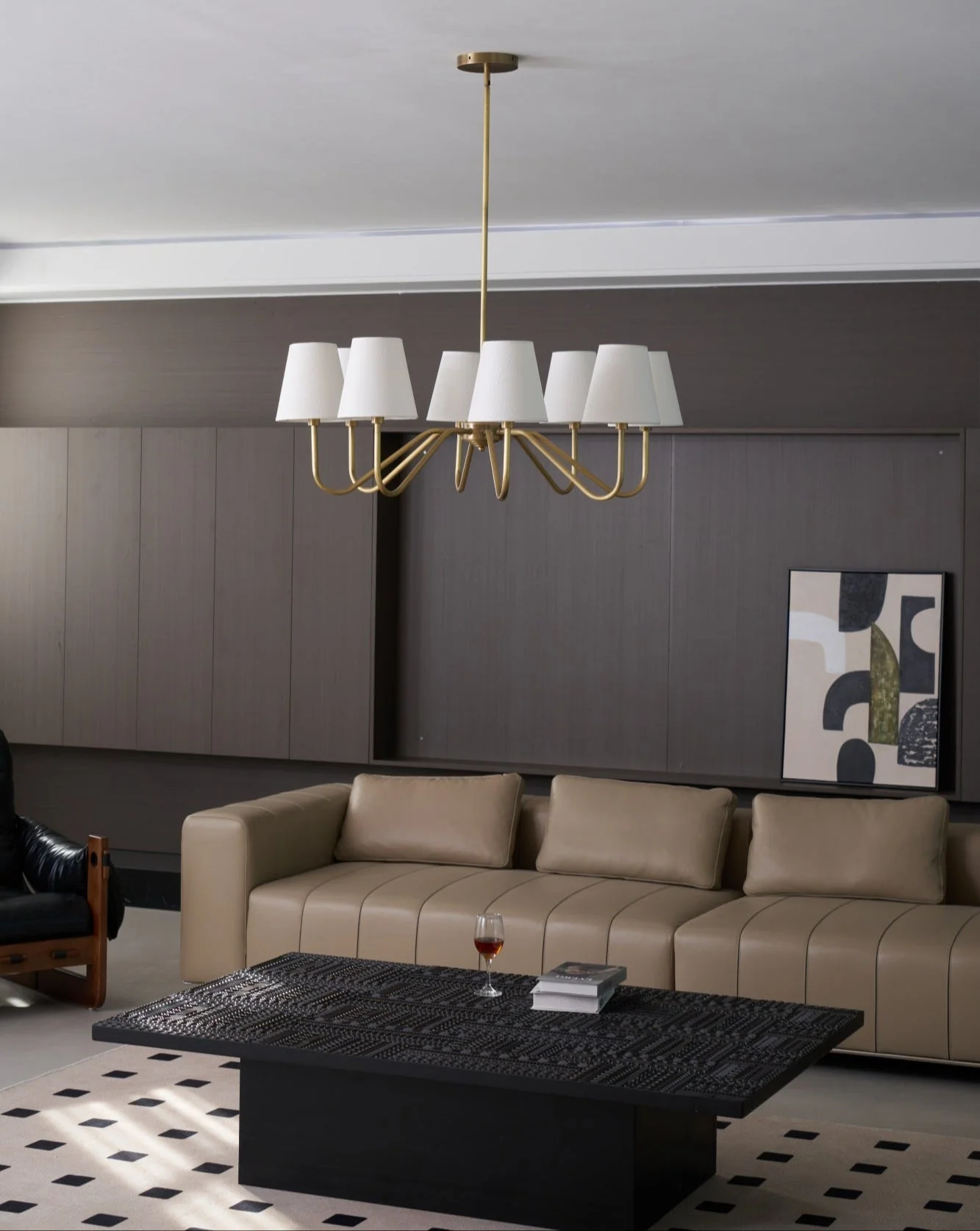 Viraean Vintage Industrial Brass Fabric Chandelier - Image 24