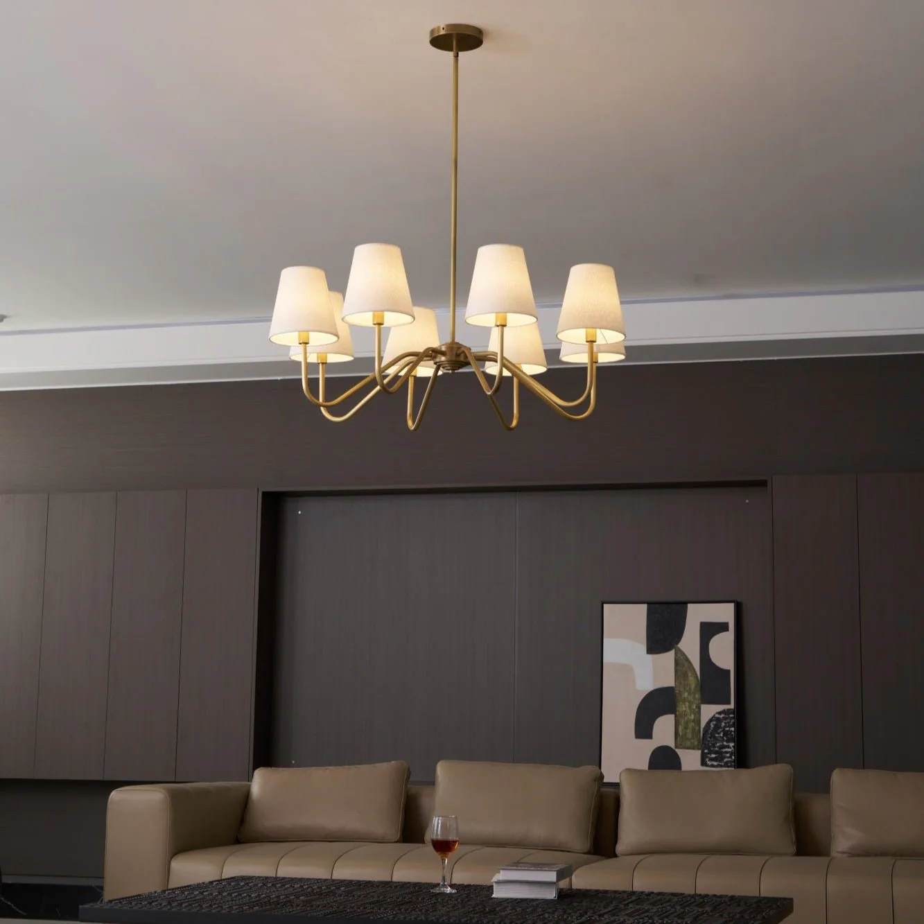 Viraean Vintage Industrial Brass Fabric Chandelier - Image 38