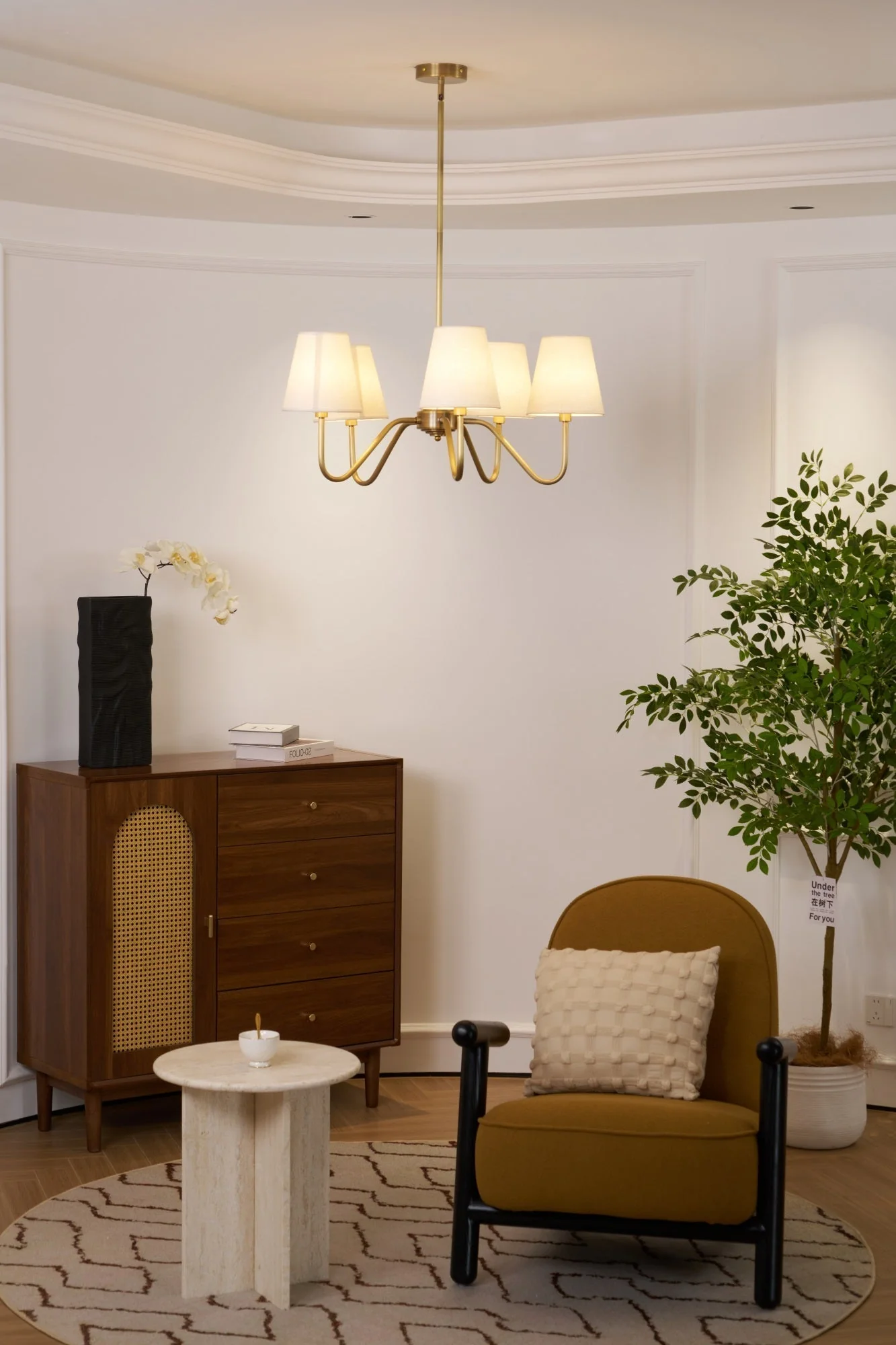 Viraean Vintage Industrial Brass Fabric Chandelier - Image 44