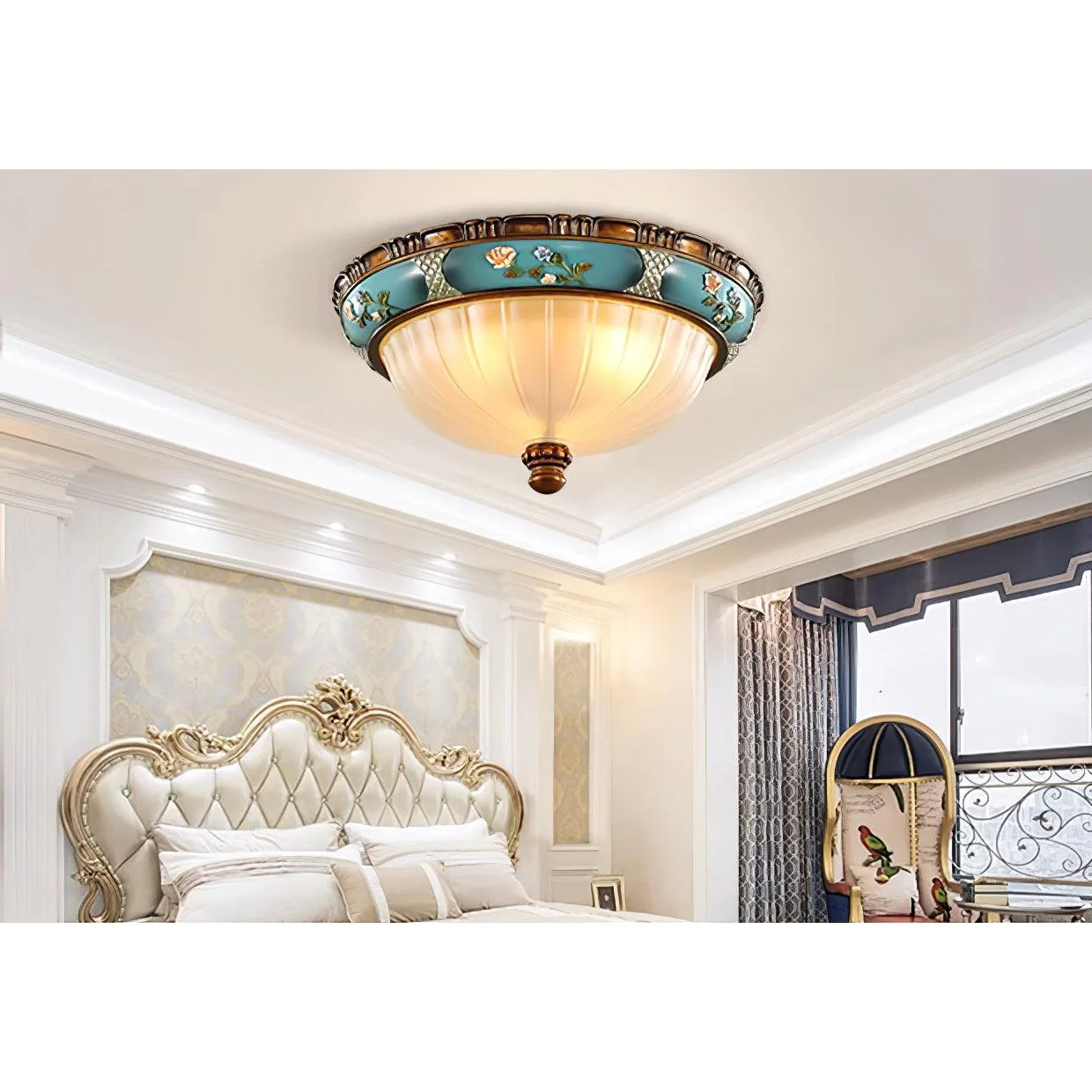 Viraearae Pastoral Bowl Resin Glass Ceiling Light - Image 5