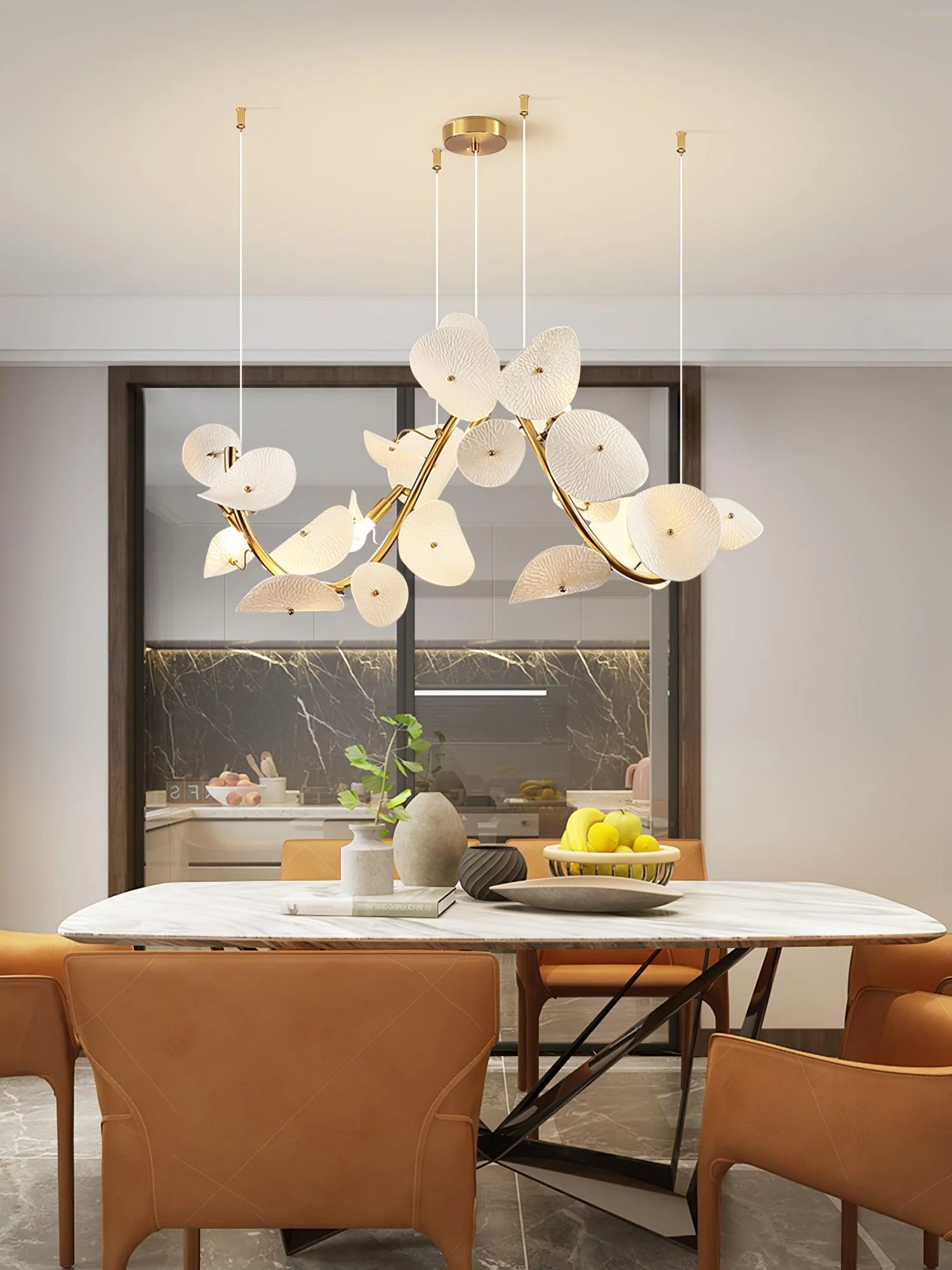 Virinira Modern Elegance Petal Ceramic Chandelier - Image 4
