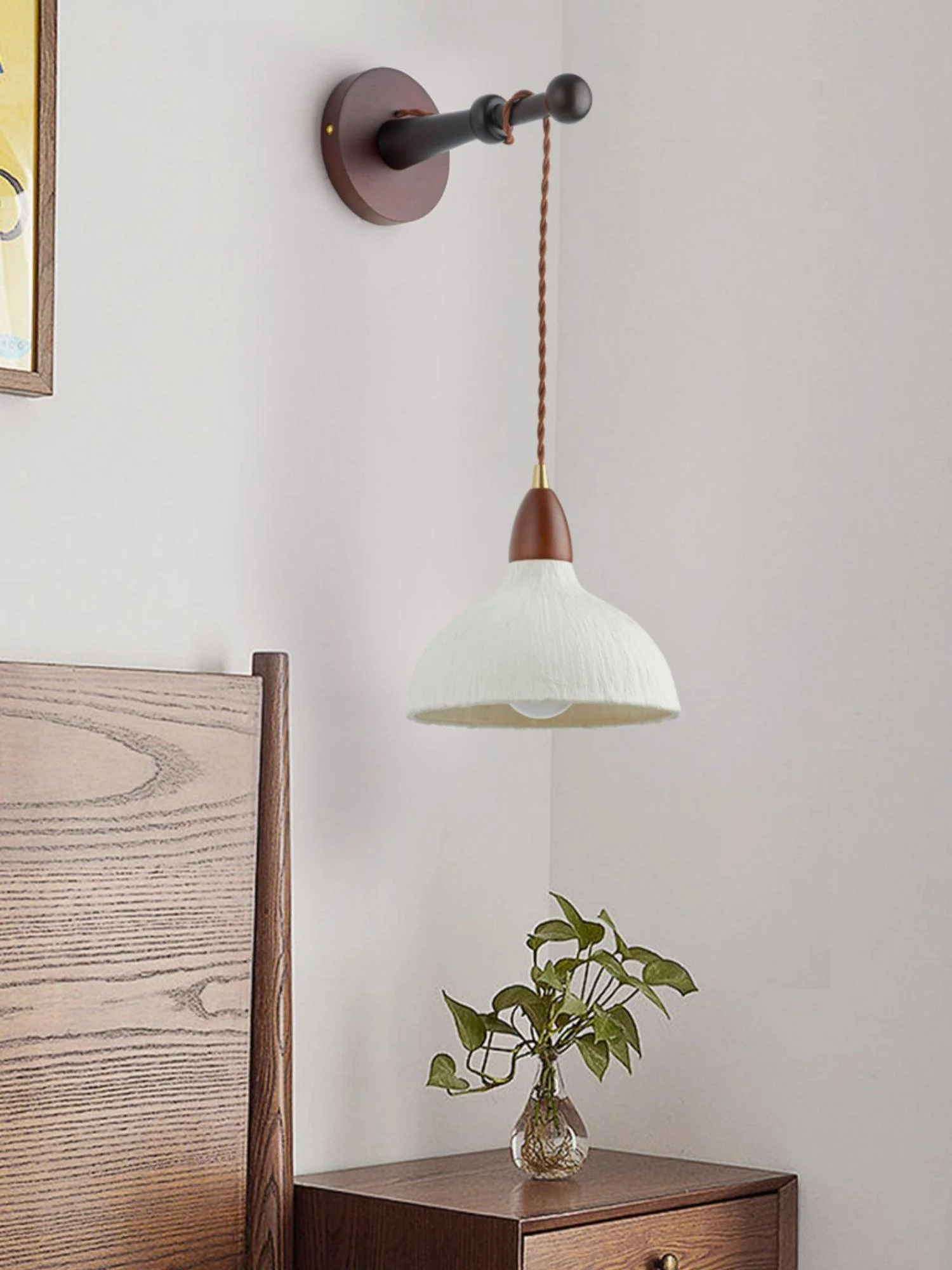 Vitheos Elegance Natural Walnut Wood Wall Lamp - Image 3