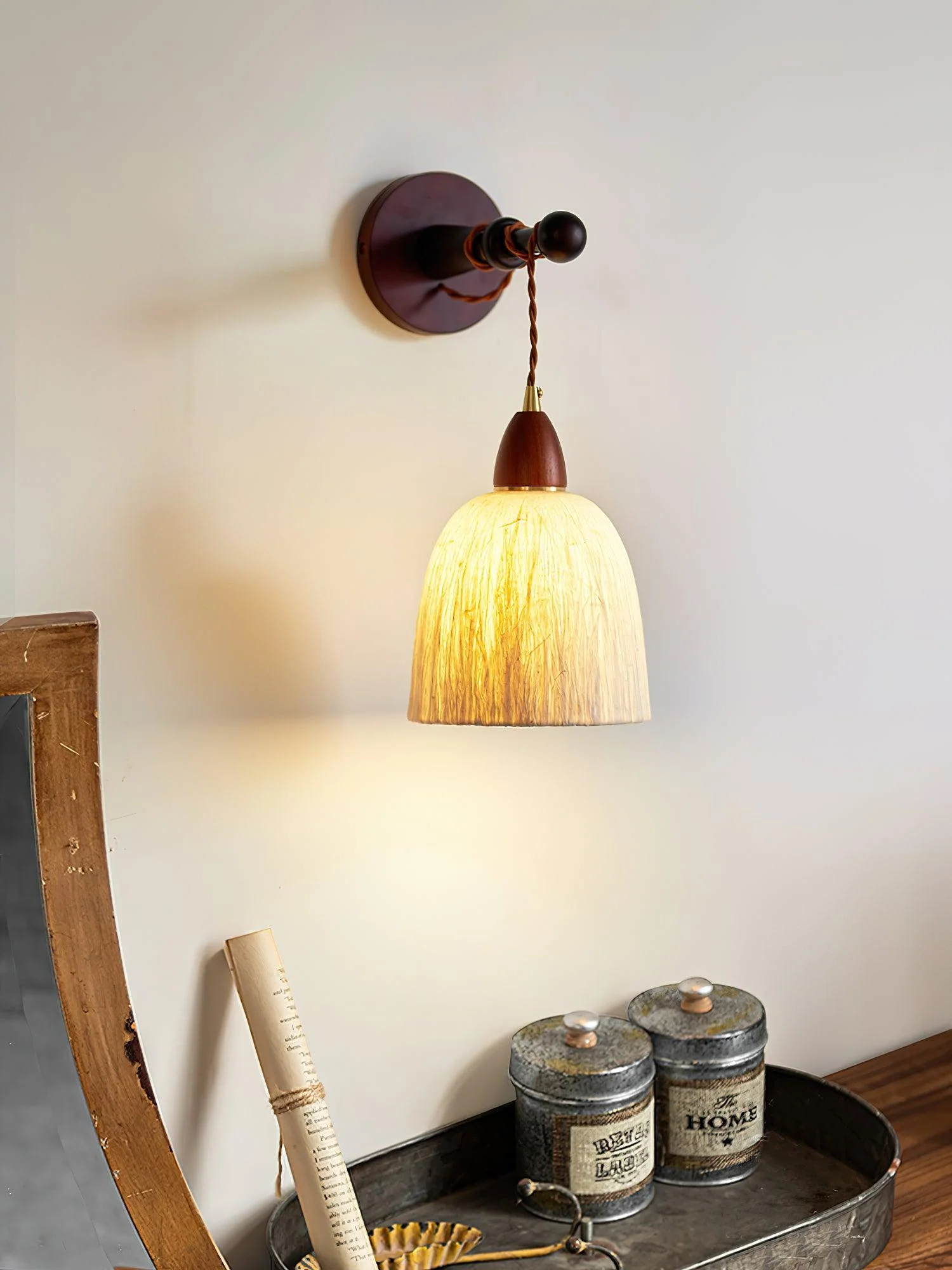Vitheos Elegance Natural Walnut Wood Wall Lamp - Image 35