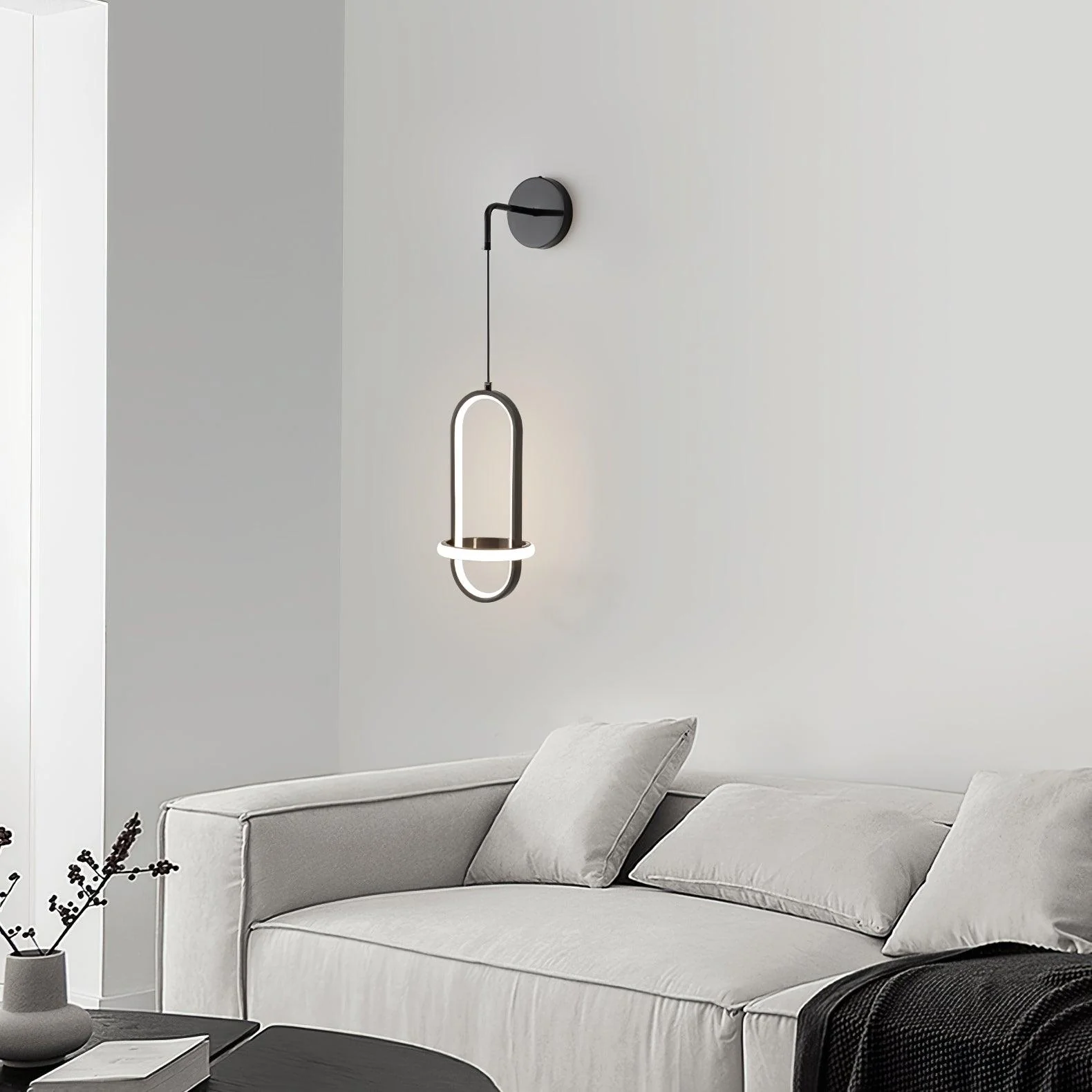 Vivianne Modern Minimalist Oval Brass Wall Light - Image 12