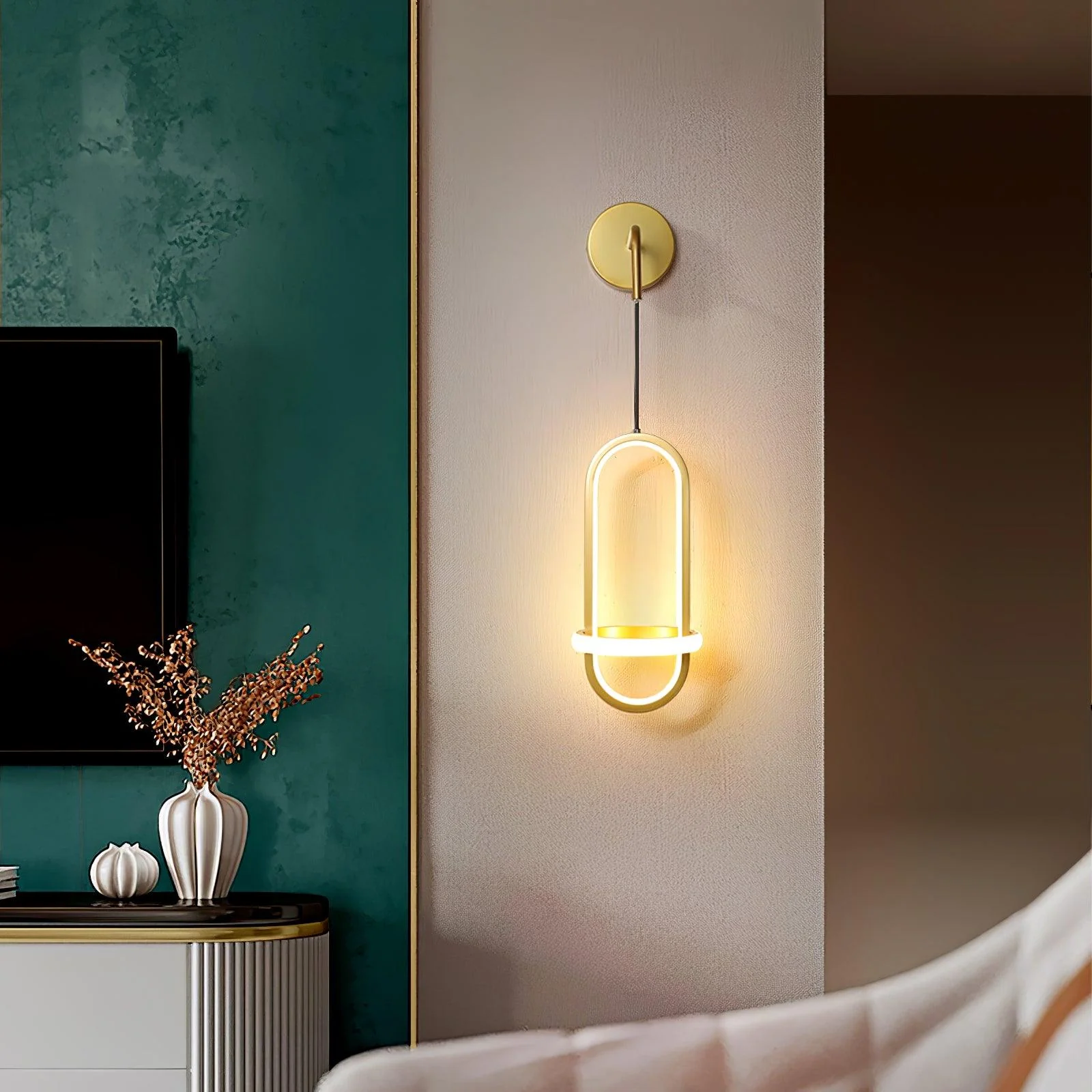 Vivianne Modern Minimalist Oval Brass Wall Light - Image 16