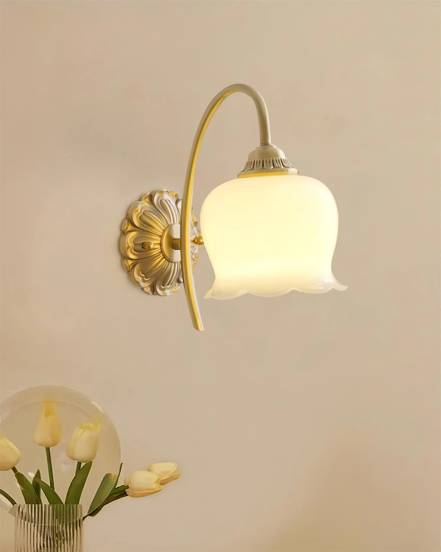Vivinir Art Flower Brass Resin Wall Lamp - Image 29