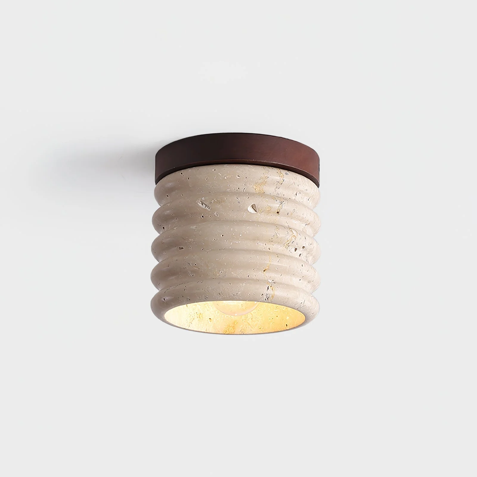Vomaran Fluted Cylinder Travertine Ceiling Light - Image 5