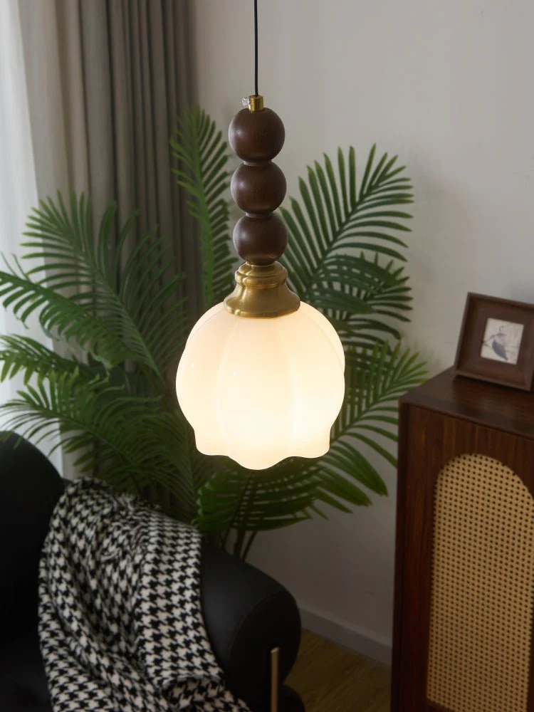 Vothaila Traditional Elegance Vintage Glass Wood Pendant Light - Image 52