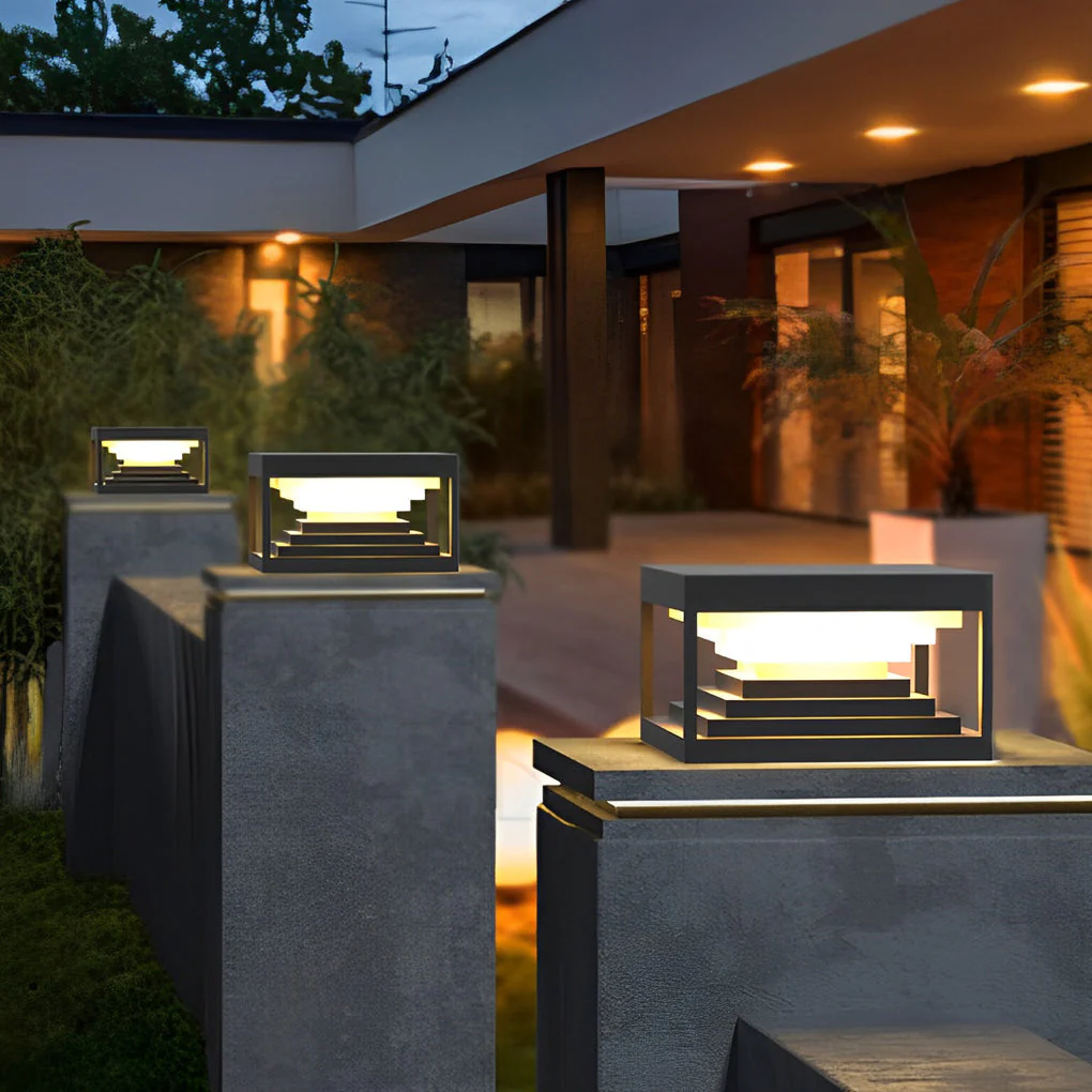 Wane Square Creative LED Steel Outdoor Post Caps Lights