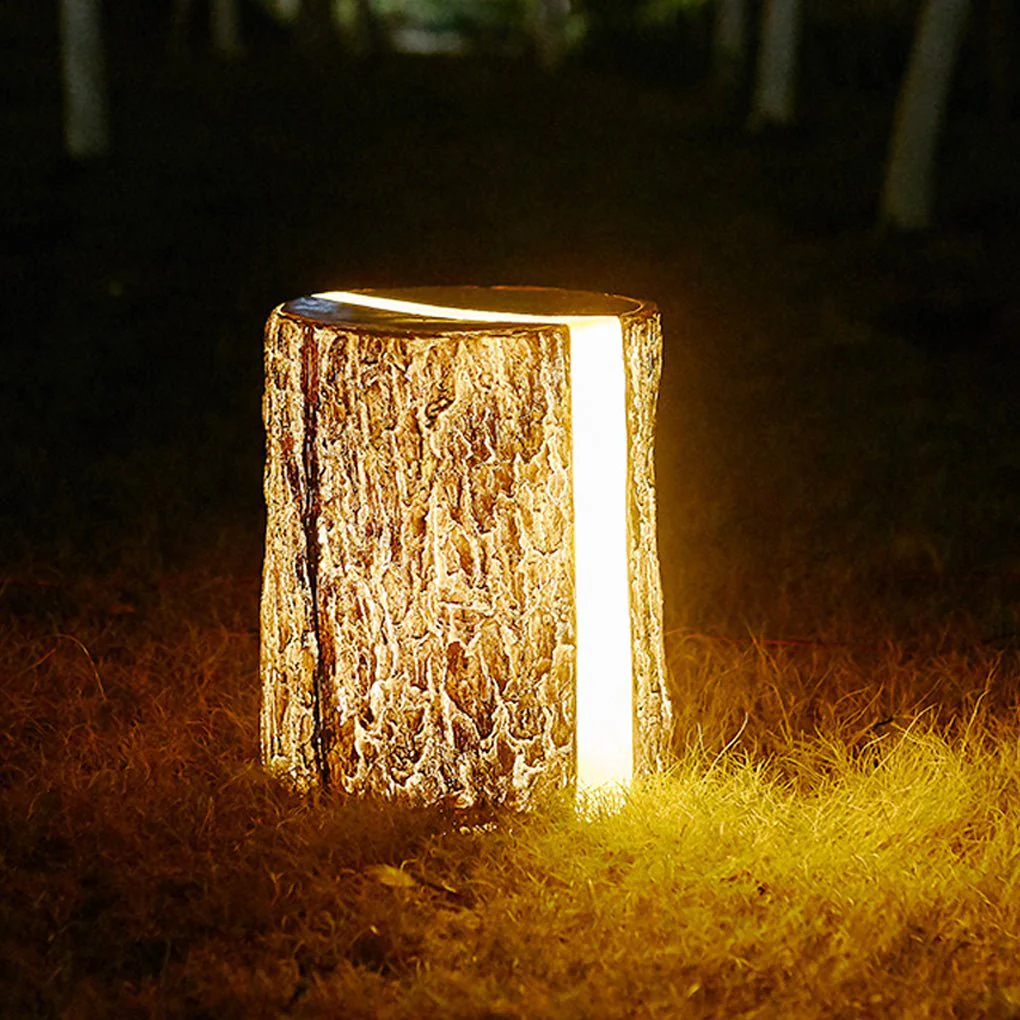 Warrior Realistic Tree Stump LED Cylindrical Resin Outdoor Lights