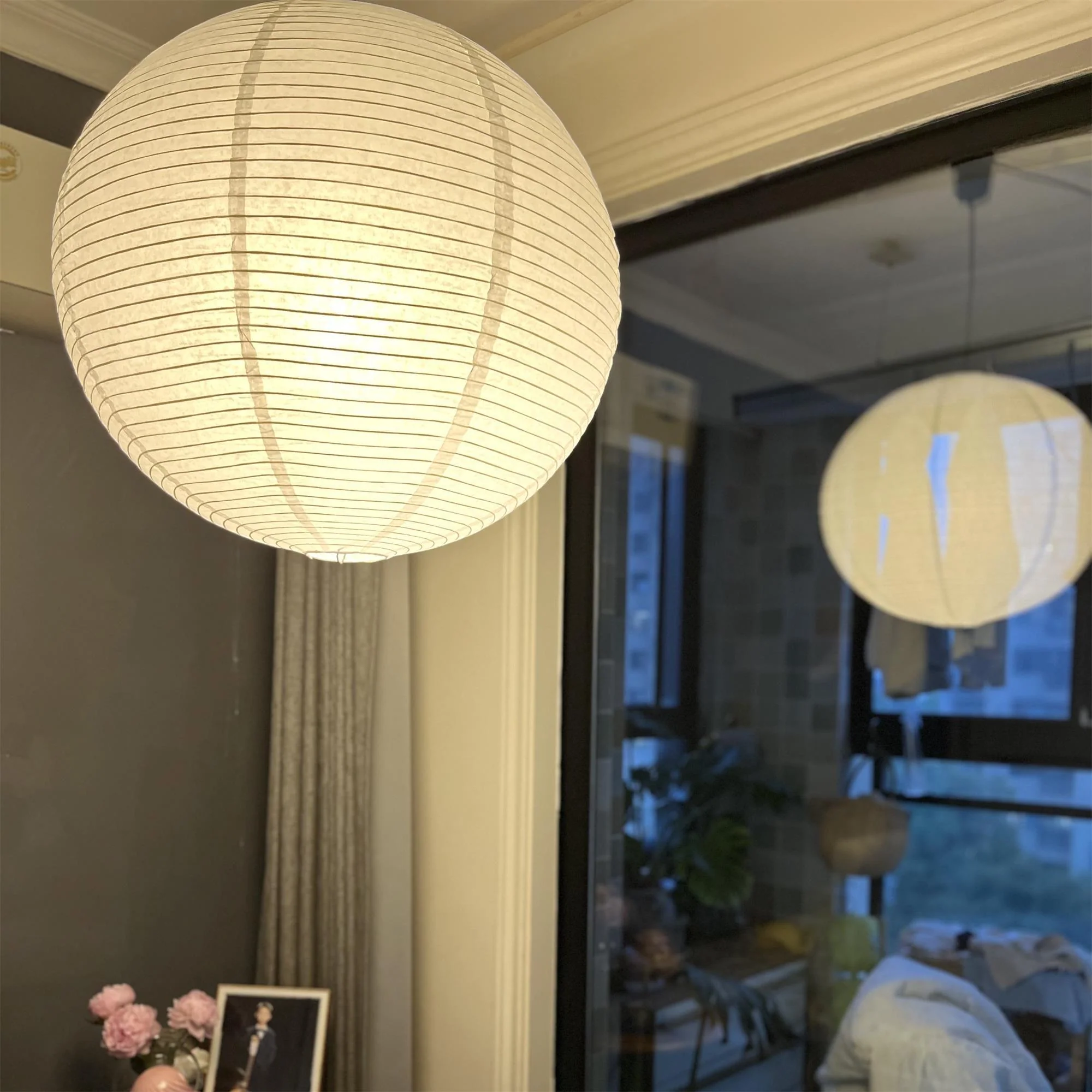 Solara Pendant Lamp Bamboo Washi Paper Round - Image 25