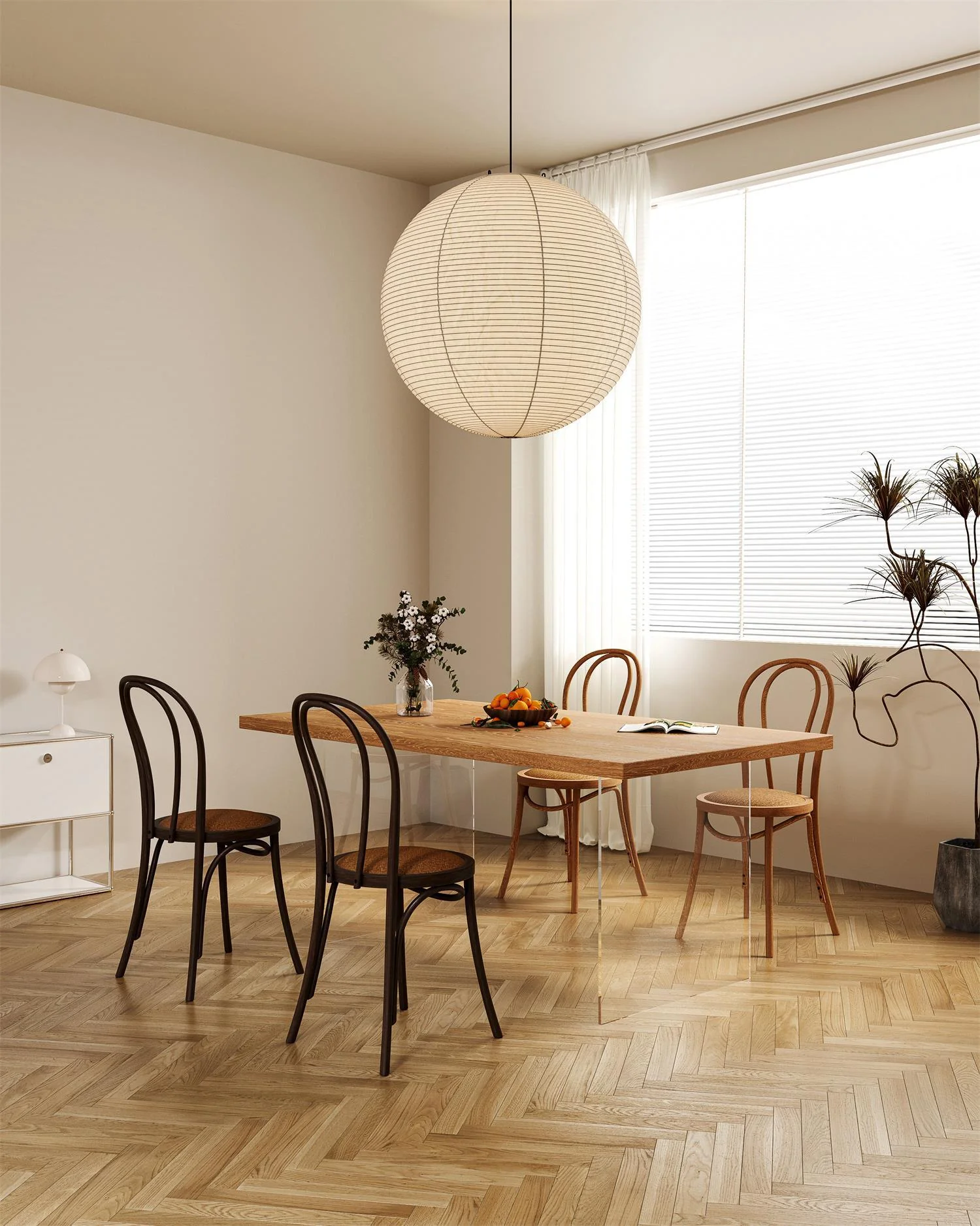 Solara Pendant Lamp Bamboo Washi Paper Round - Image 31