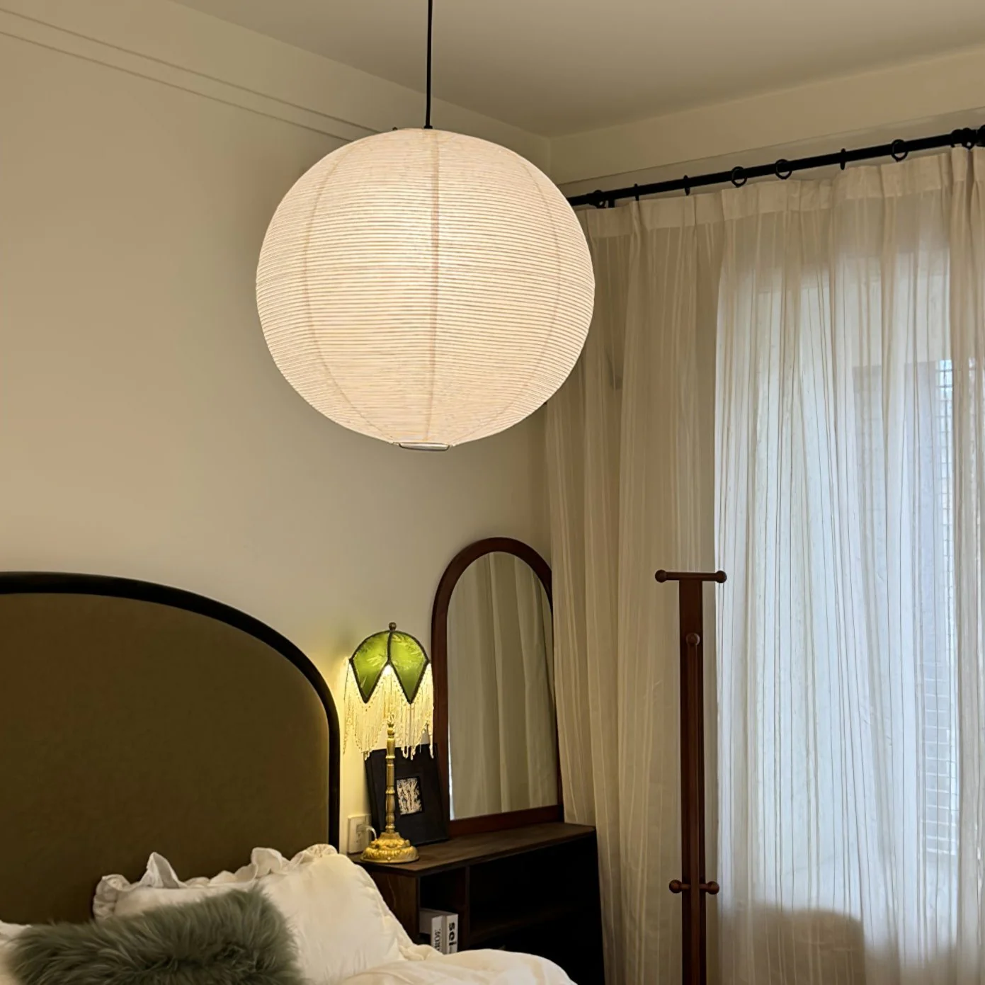 Solara Pendant Lamp Bamboo Washi Paper Round - Image 40