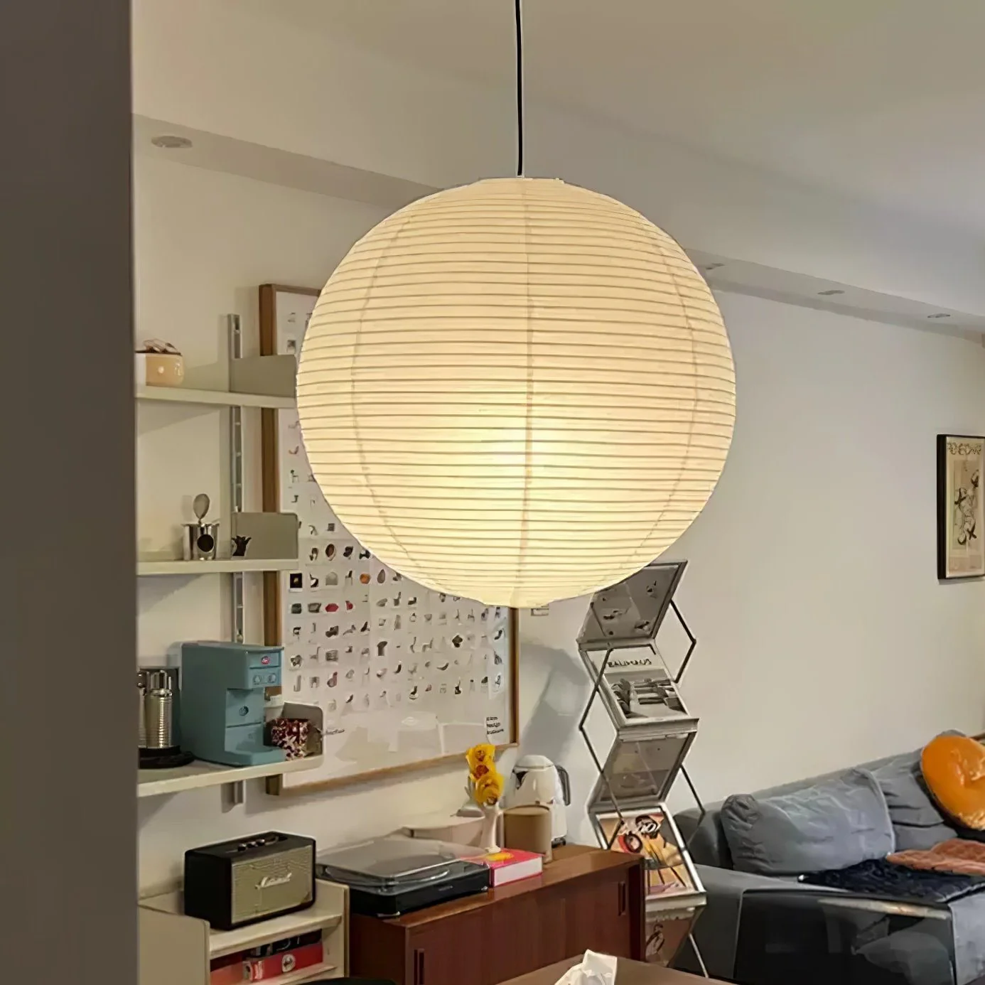 Solara Pendant Lamp Bamboo Washi Paper Round - Image 44