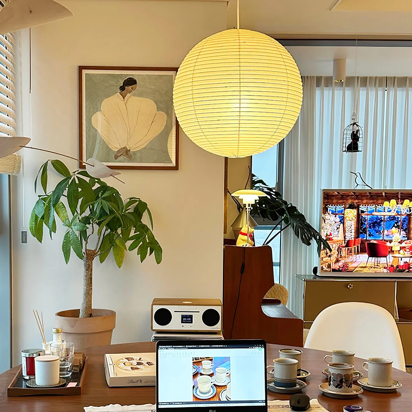 Solara Pendant Lamp Bamboo Washi Paper Round - Image 50
