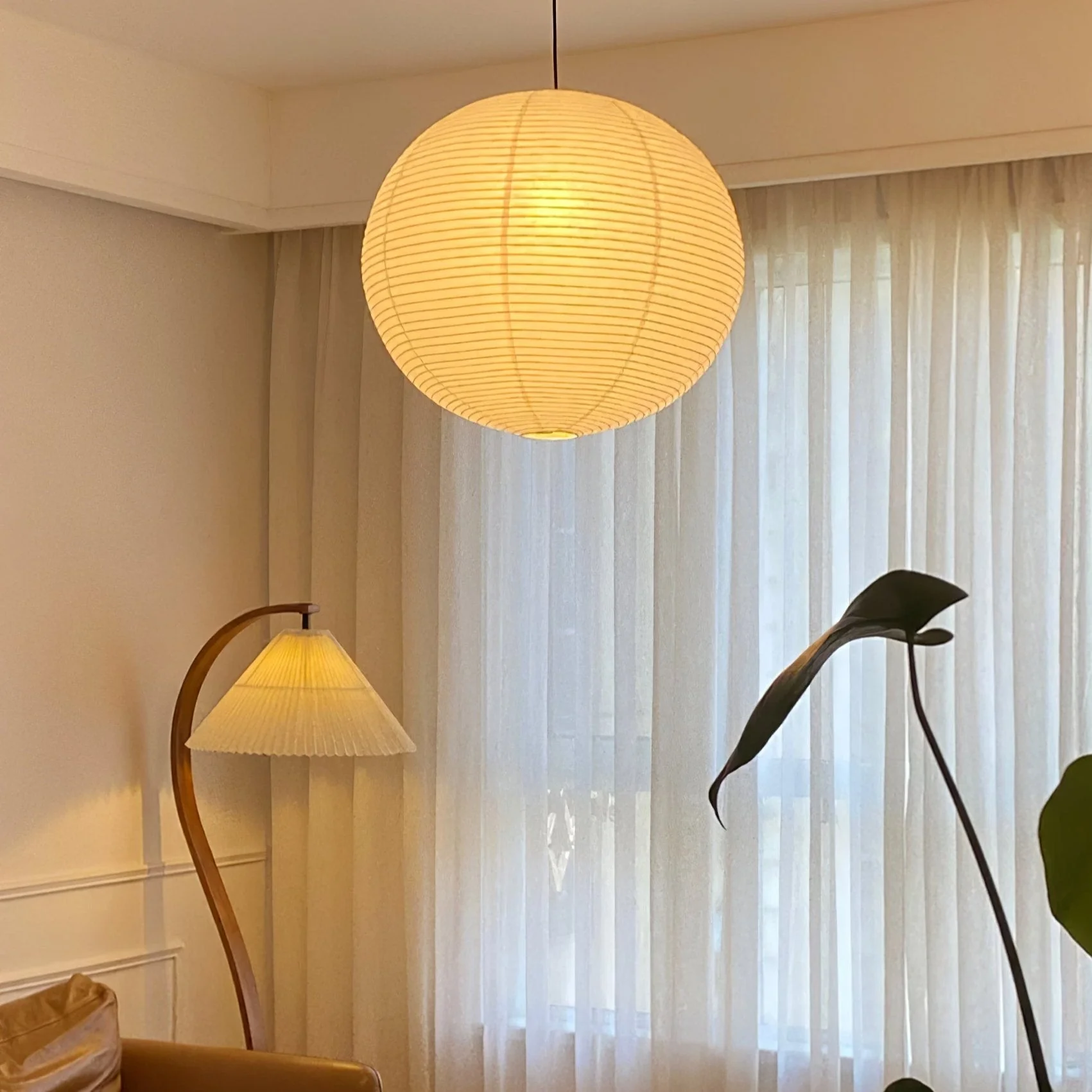 Solara Pendant Lamp Bamboo Washi Paper Round - Image 52
