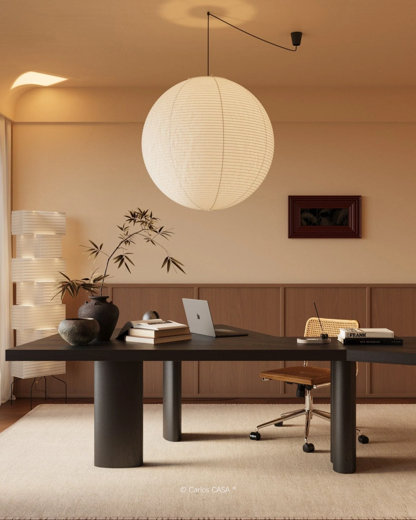 Solara Pendant Lamp Bamboo Washi Paper Round - Image 53
