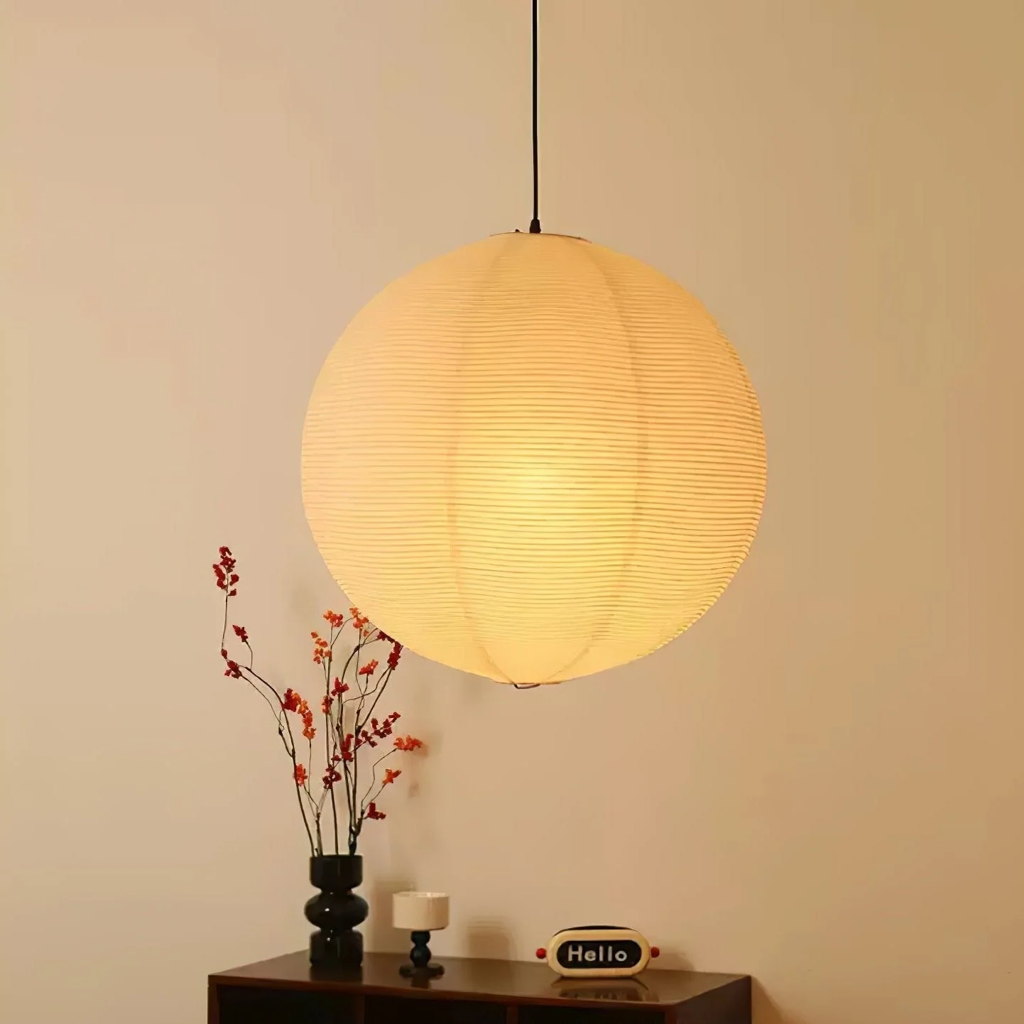 Solara Pendant Lamp Bamboo Washi Paper Round - Image 6