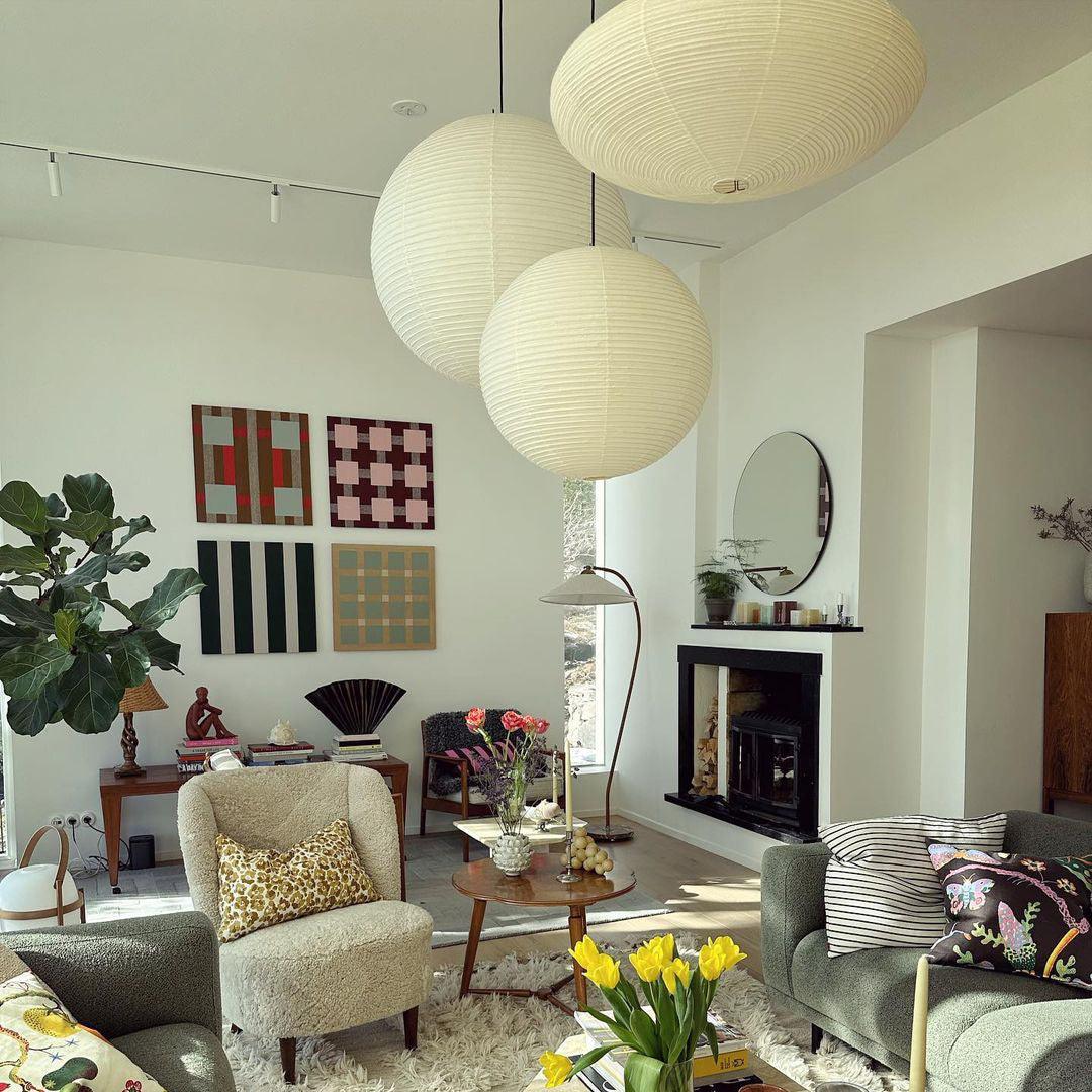 Solara Pendant Lamp Bamboo Washi Paper Round - Image 8