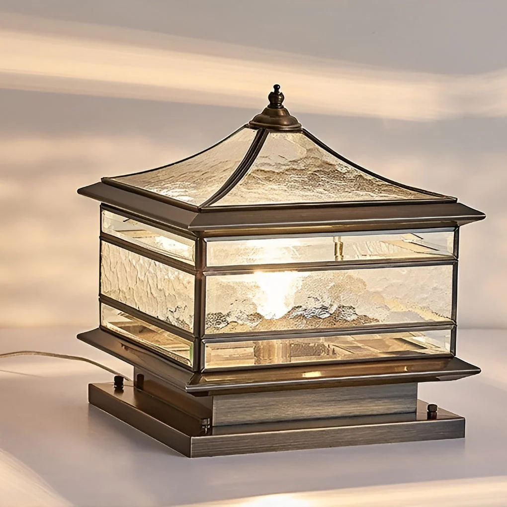 Waterproof Glass Copper Vintage Outdoor Fence Post Lights Pillar Light - Image 5