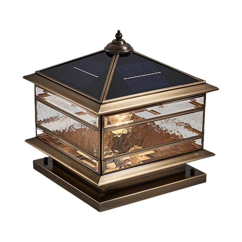 Waterproof Glass Copper Vintage Outdoor Fence Post Lights Pillar Light - Image 7
