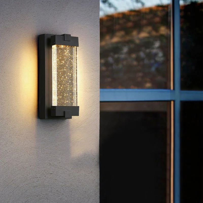 Wea Rectangular Bubbles Crystal Outdoor Wall Lights