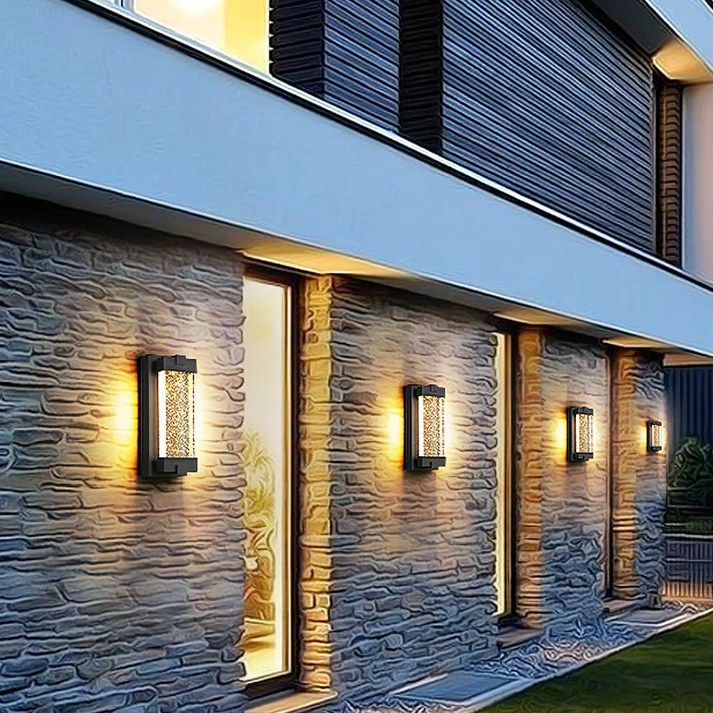 Wea Rectangular Bubbles Crystal Outdoor Wall Lights - Image 5