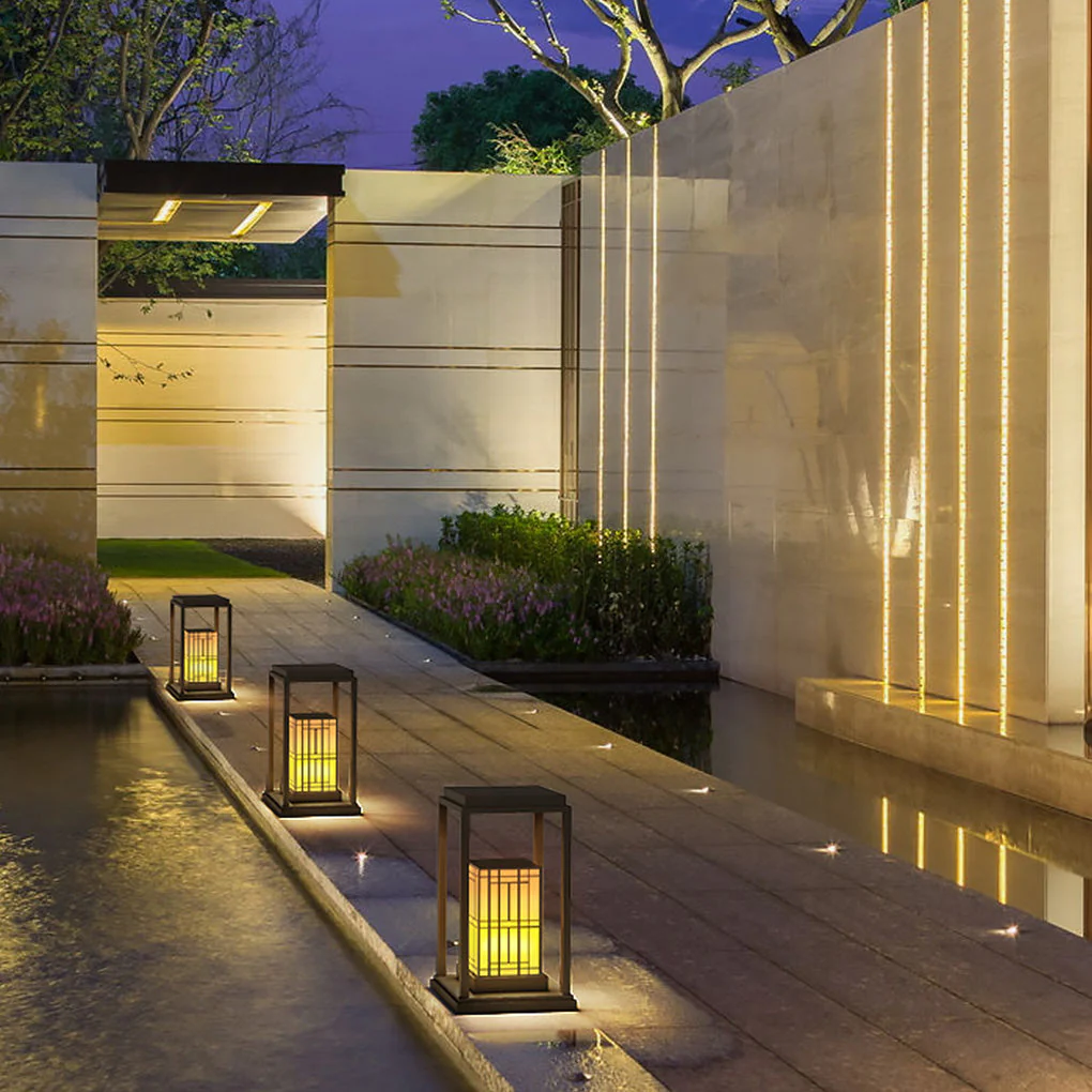 Wyatt Traditional Asian Lampshade Marble Outdoor Light - Image 5