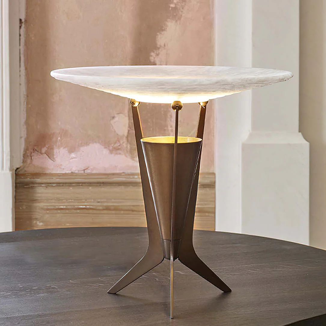 Xeran Modern Alabaster Metal Table Lamp - Image 7