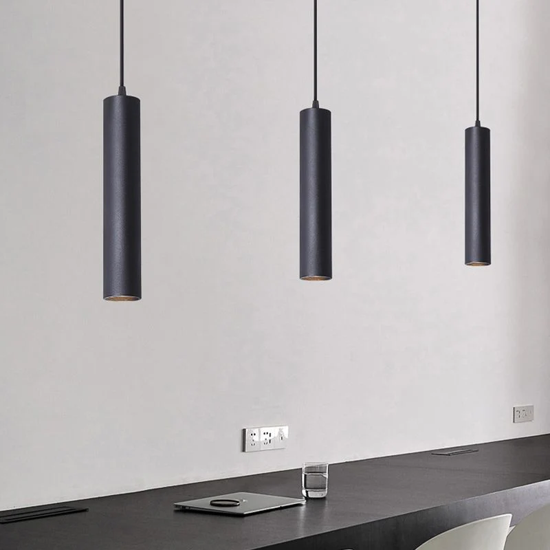 Yore Modern Cylinder Shape Linear Pendant Light Black Metal - Image 5