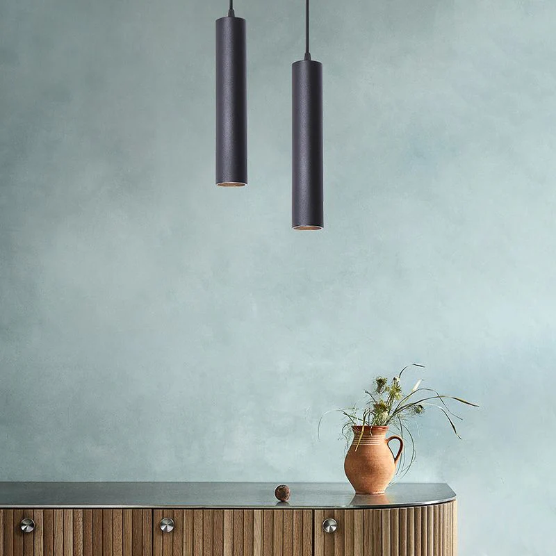 Yore Modern Cylinder Shape Linear Pendant Light Black Metal - Image 8
