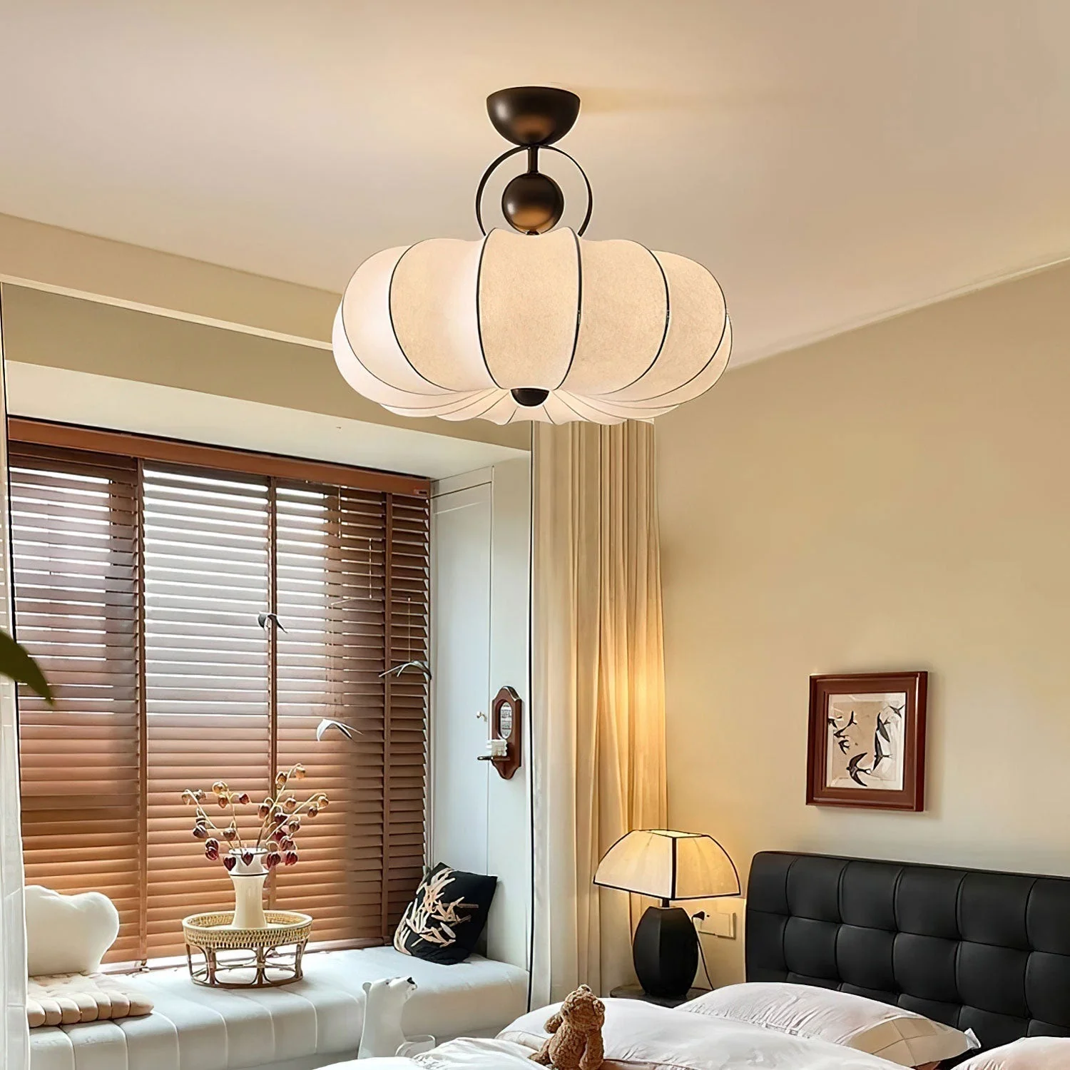 Yunshui Petal Fabric Bronze Pendant Light - Image 2