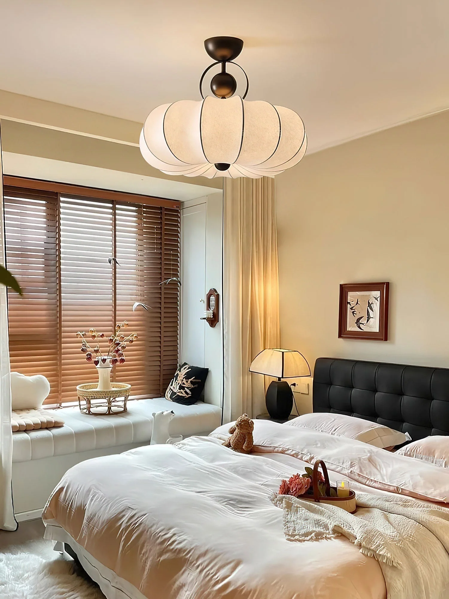 Yunshui Petal Fabric Bronze Pendant Light - Image 7