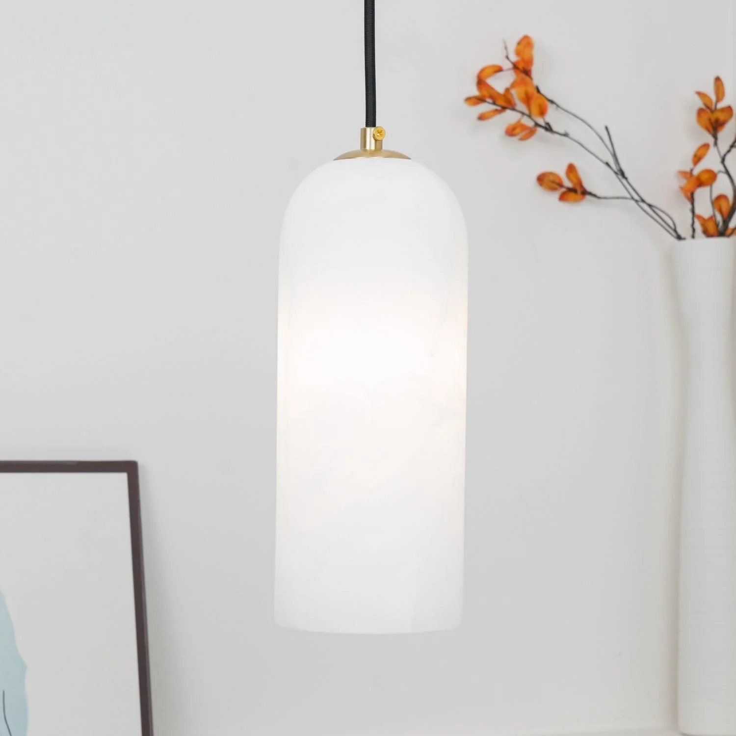 Zashayra Cylindrical Alabaster Pendant Light - Image 20