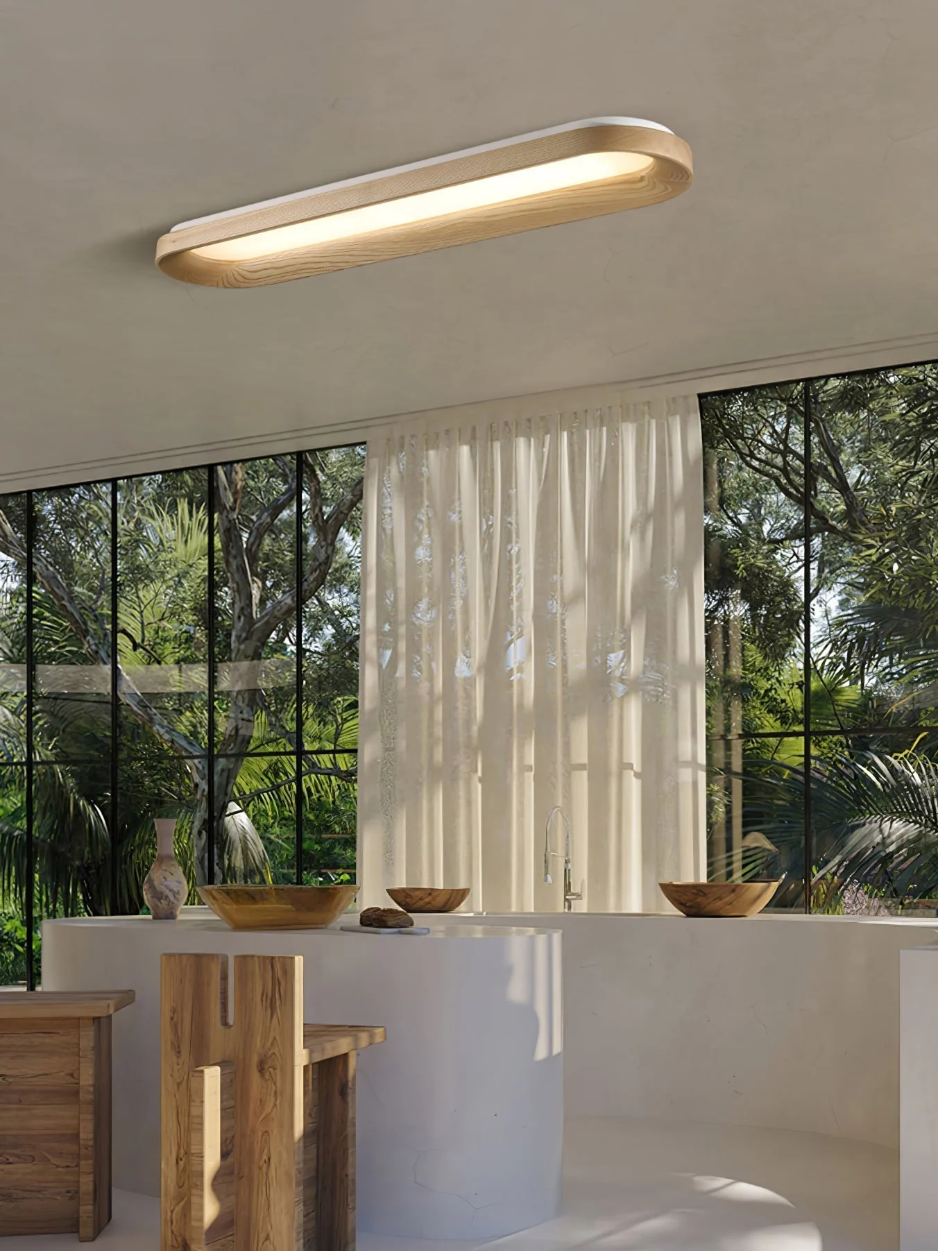 Zatalel Modern Minimalist Flowing Cloud Wood Ceiling Lamp - Image 27