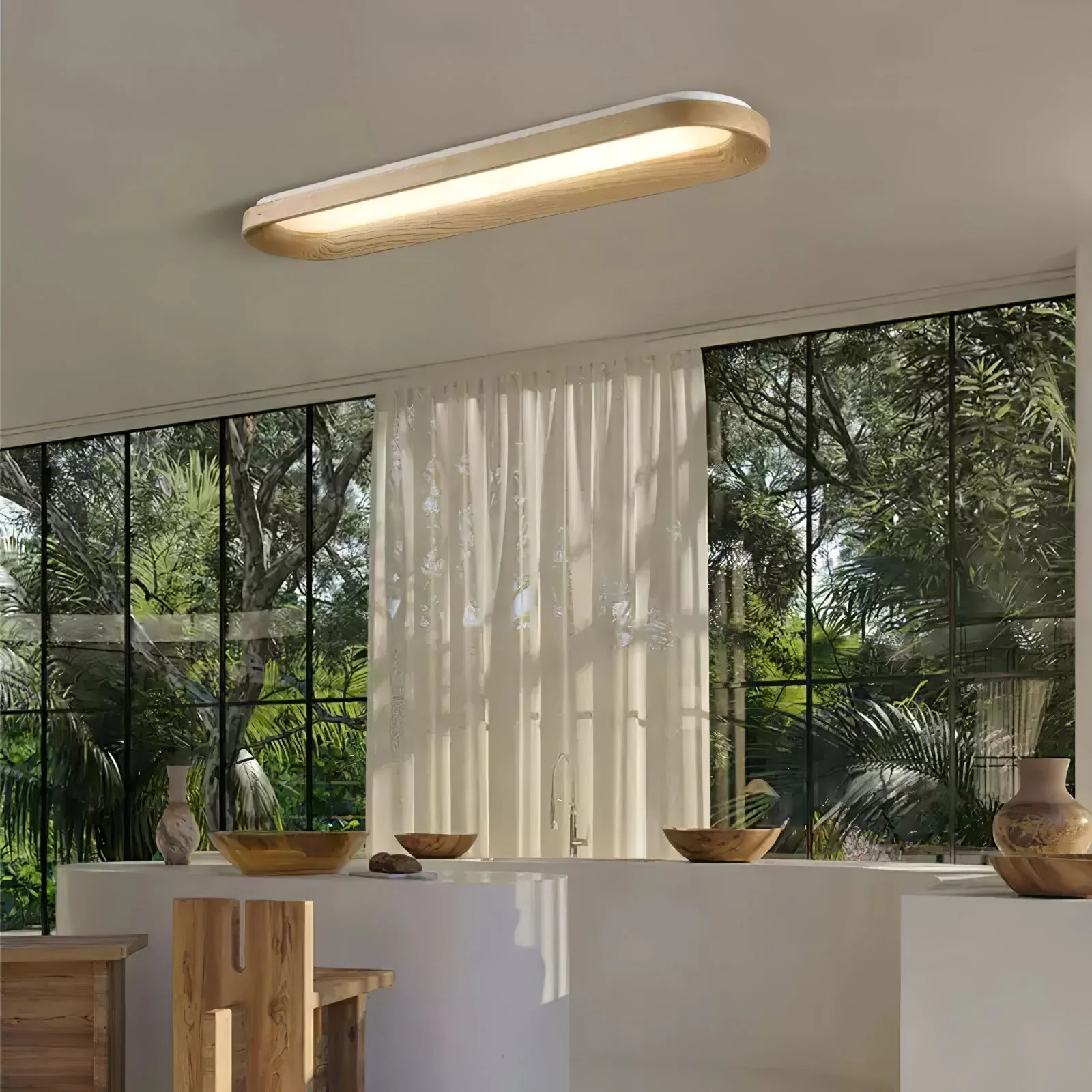 Zatalel Modern Minimalist Flowing Cloud Wood Ceiling Lamp - Image 4