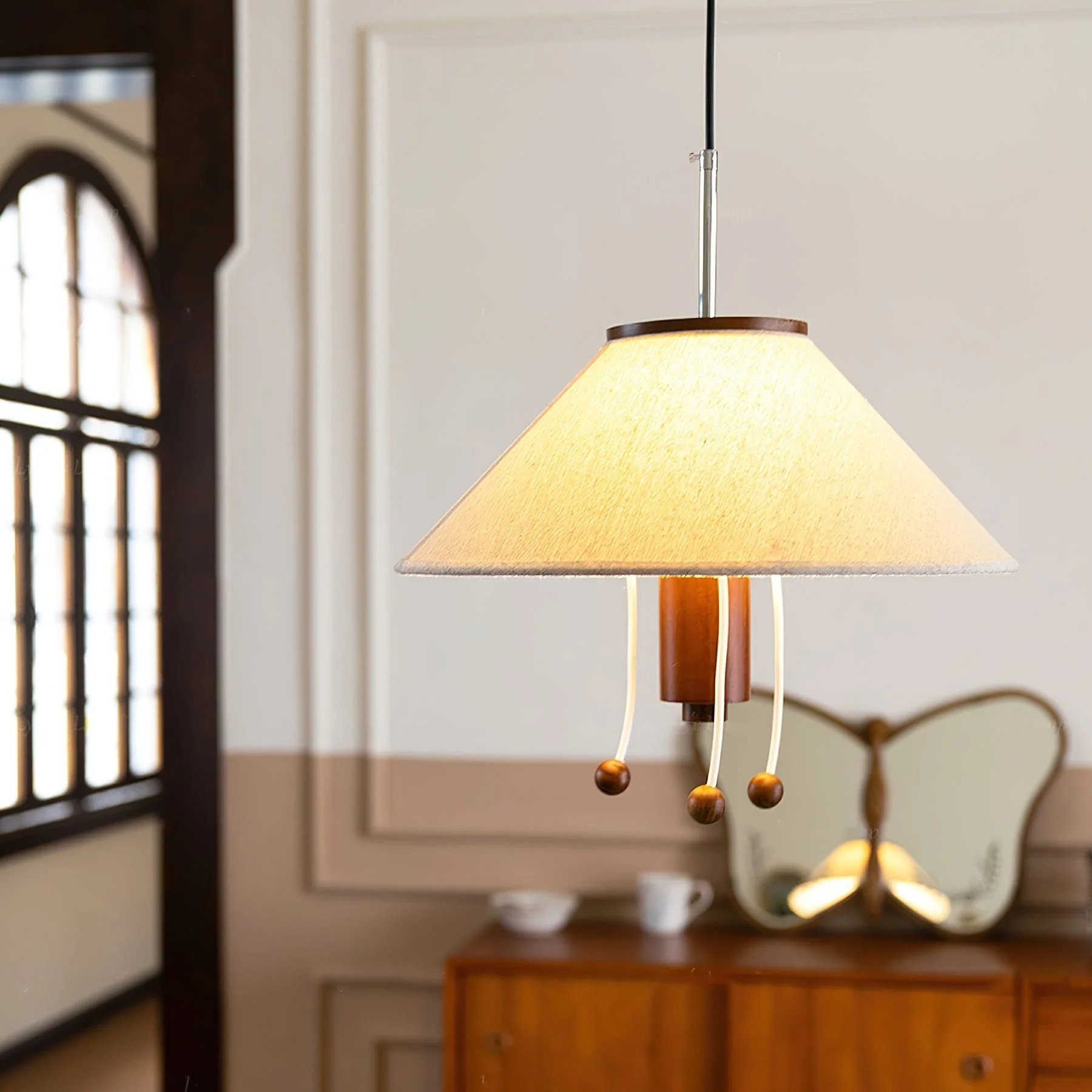 Zathee Nordic Art Classic Wood Fabric Pendant Lamp - Image 12