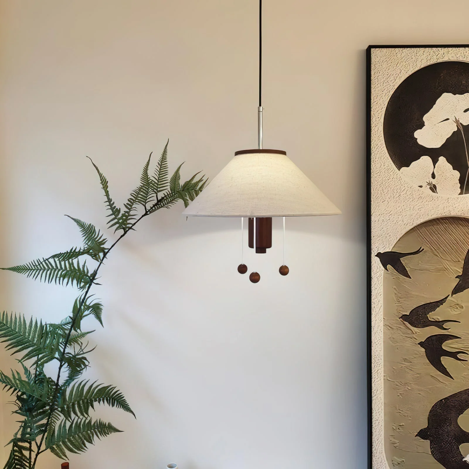 Zathee Nordic Art Classic Wood Fabric Pendant Lamp - Image 16